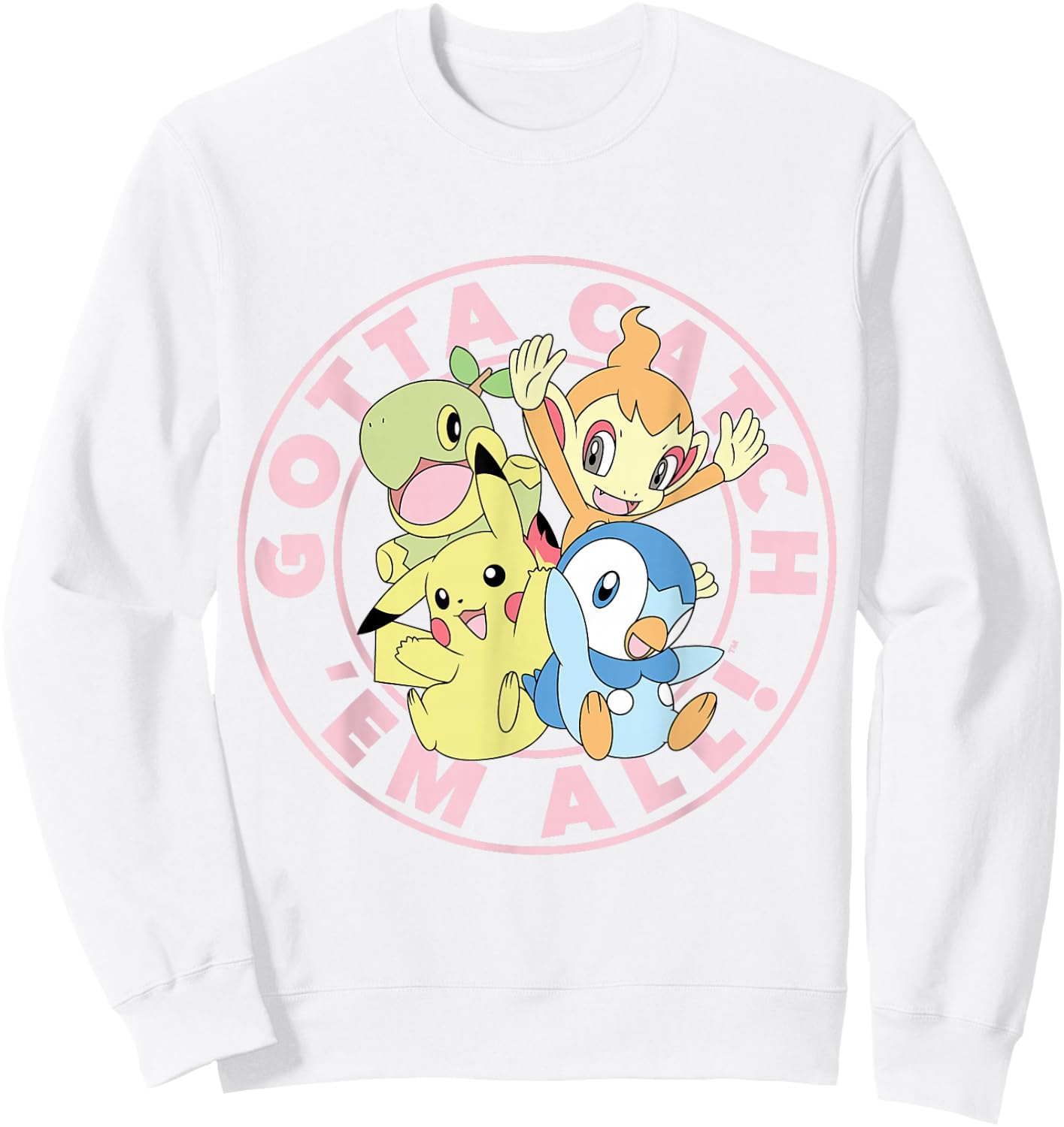 Pokémon - Gotta Catch Em All Pikachu Piplup Chimchar Turtwig Sweatshirt - Sweatshirt | White