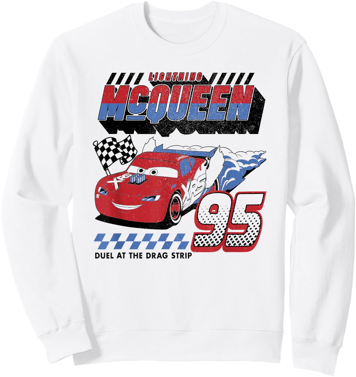 Disney Pixar Cars Lightning McQueen Americana Car Race Sweatshirt - Sweatshirt | White