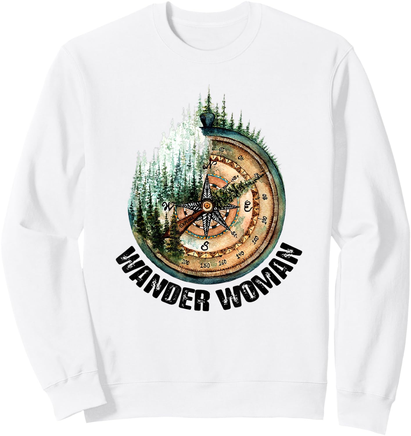 Wander Woman Exploring Go Outside Camping Hiking Lover Sweatshirt - Sweatshirt | White