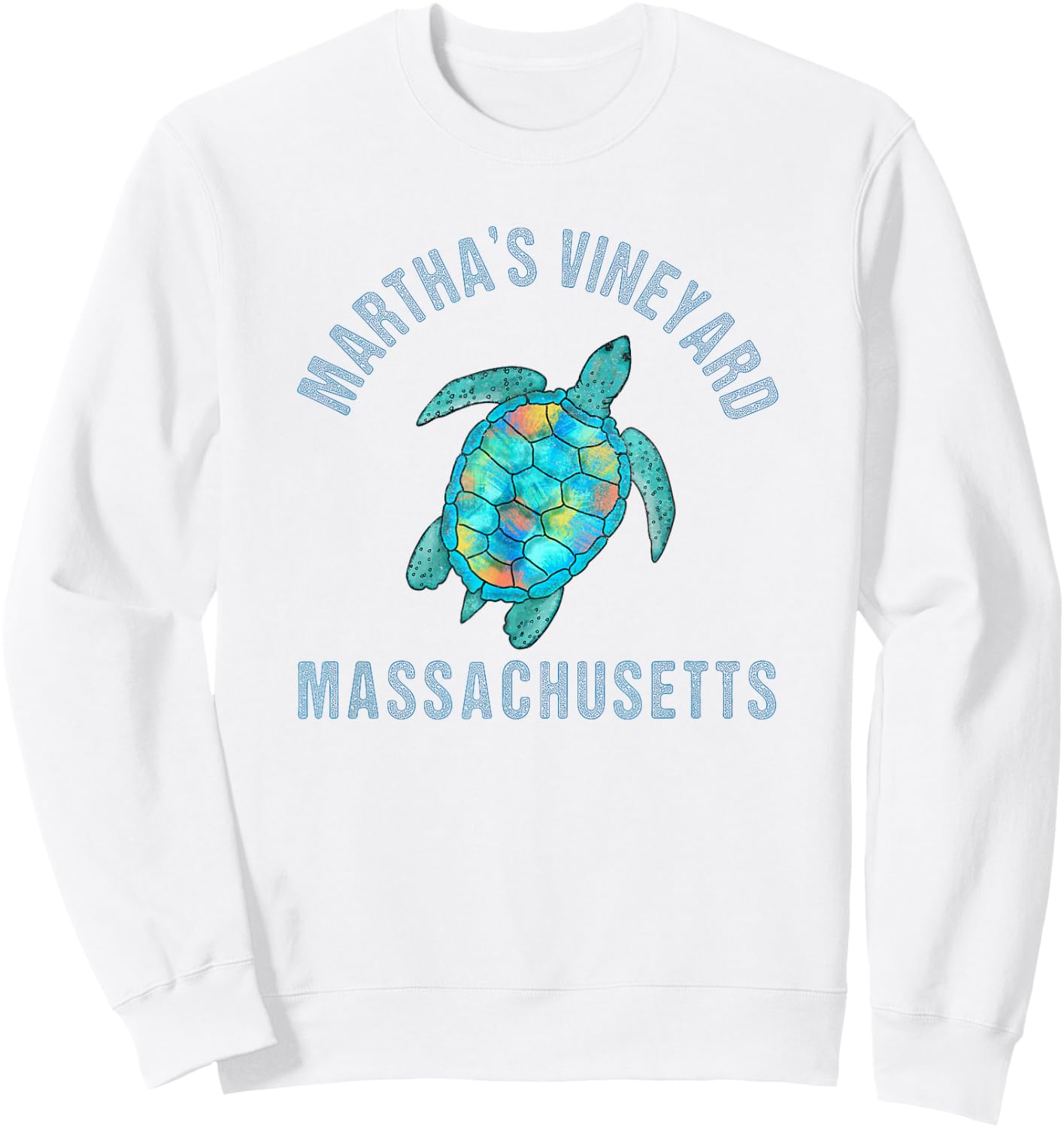 Martha's Vineyard Beach Design/Sea Turtle Illustration Sweatshirt - Sweatshirt | White