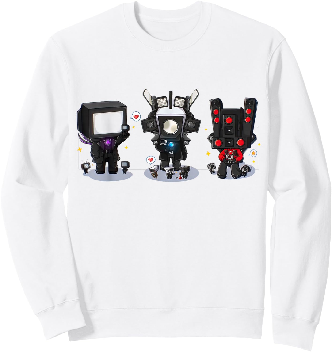 Skibidi Toilet Speakerman Cameraman, Toilet ,Tvman Sweatshirt - Sweatshirt | White