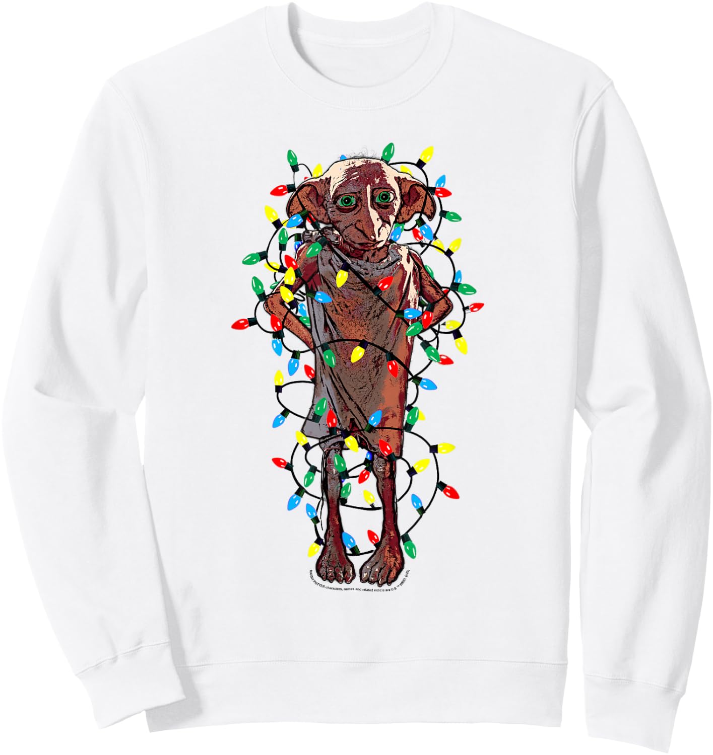 Harry Potter Christmas Dobby Christmas Lights Portrait Sweatshirt - Sweatshirt | White