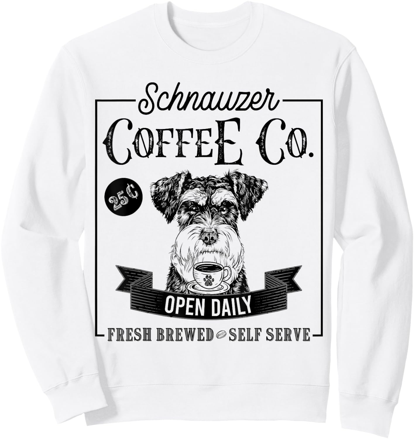 Retro Miniature Schnauzer Coffee Funny Dog Mom Coffee Lover Sweatshirt - Sweatshirt | White