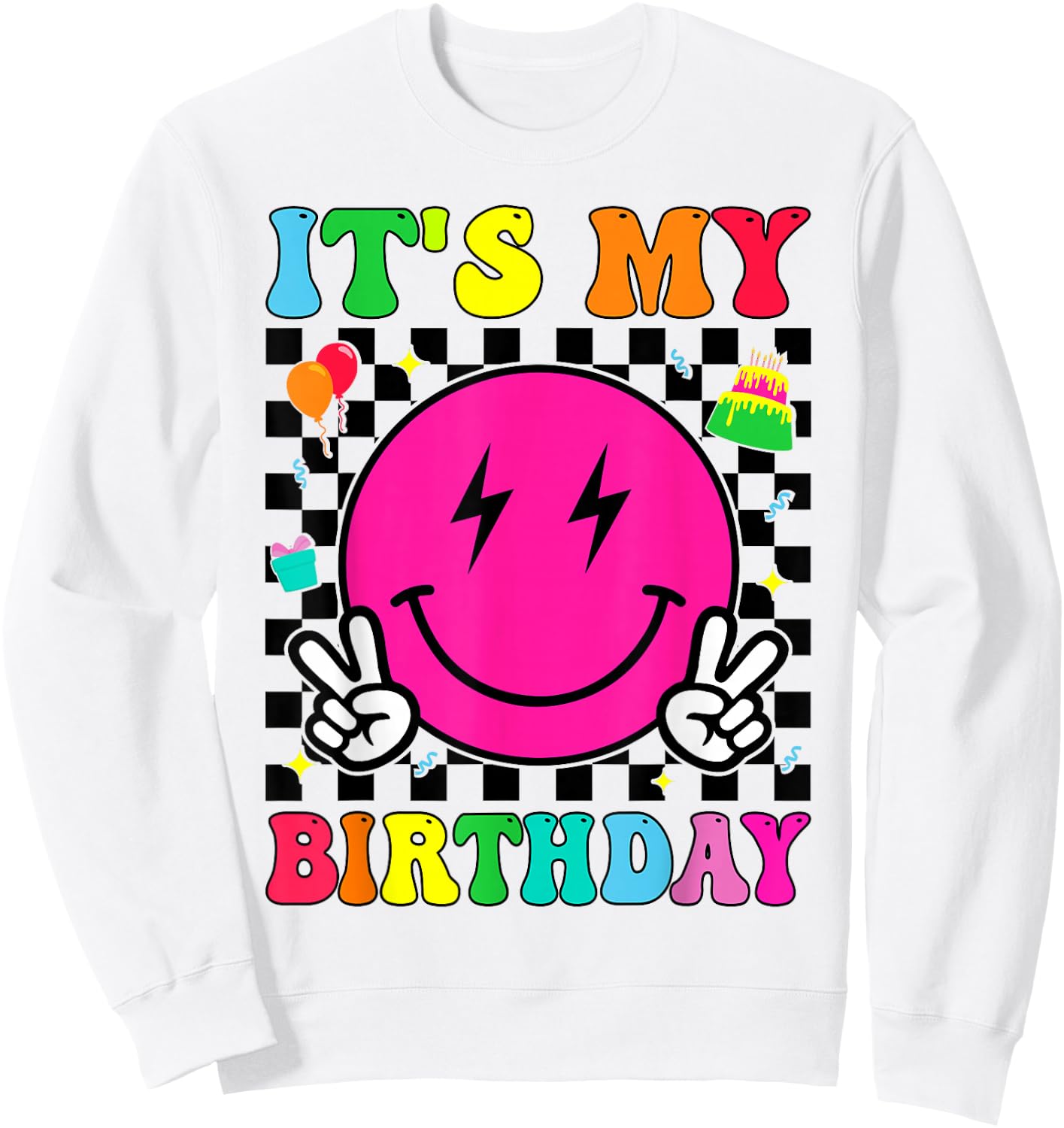 Retro Groovy It's My Birthday Men Women Boys Girls Kid Bday Sweatshirt - Sweatshirt | White