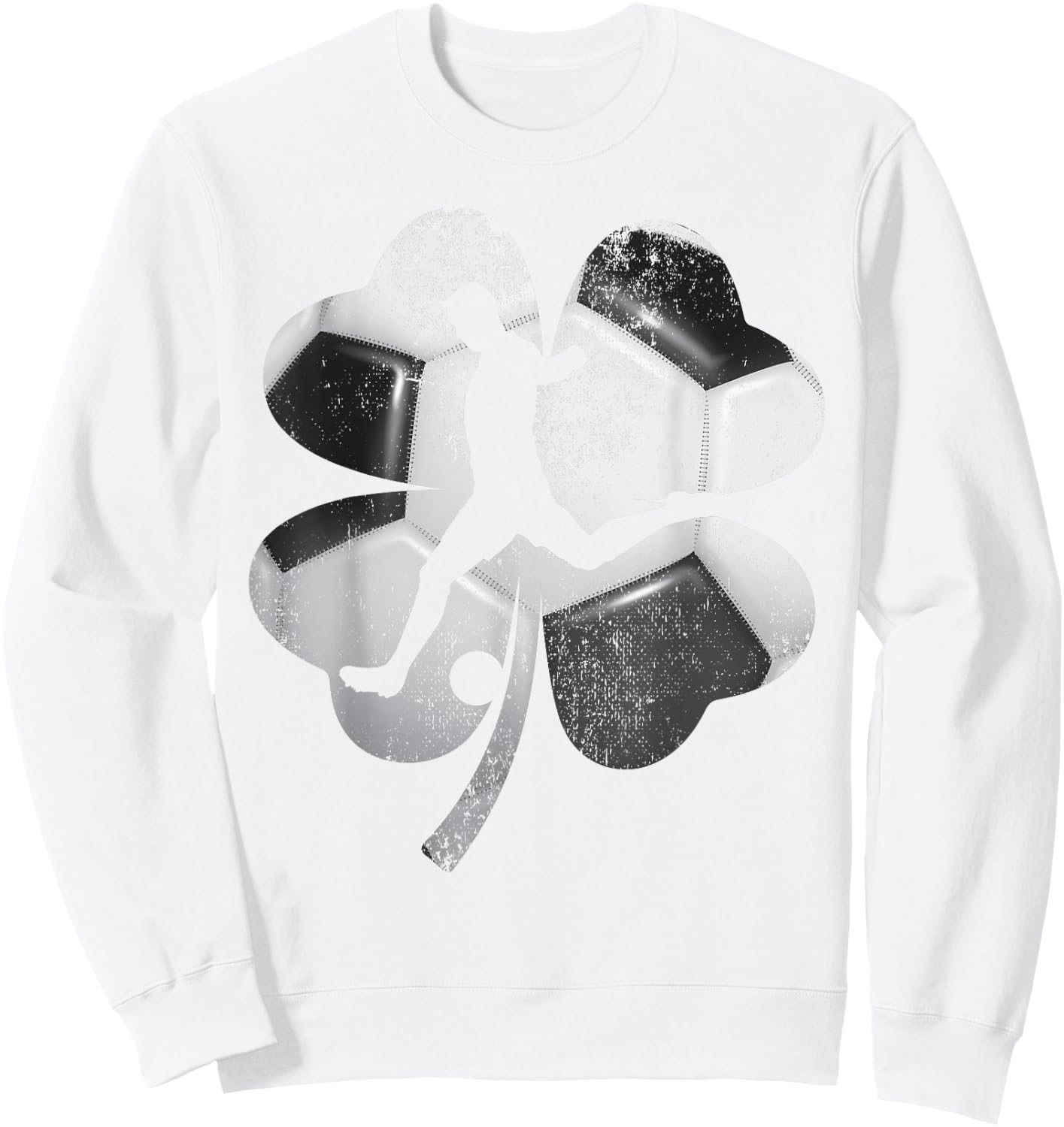 Soccer Player Silhouette & Shamrocks Saint Patricks Day Boy Sweatshirt - Sweatshirt | White