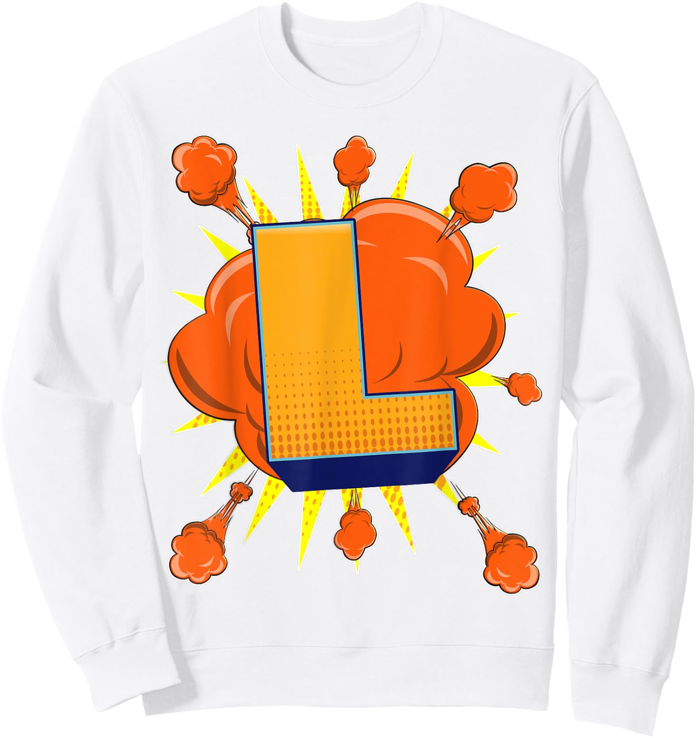 Letter L Initial Comic Book Vintage Matching Family Fun Gift Sweatshirt - Sweatshirt | White