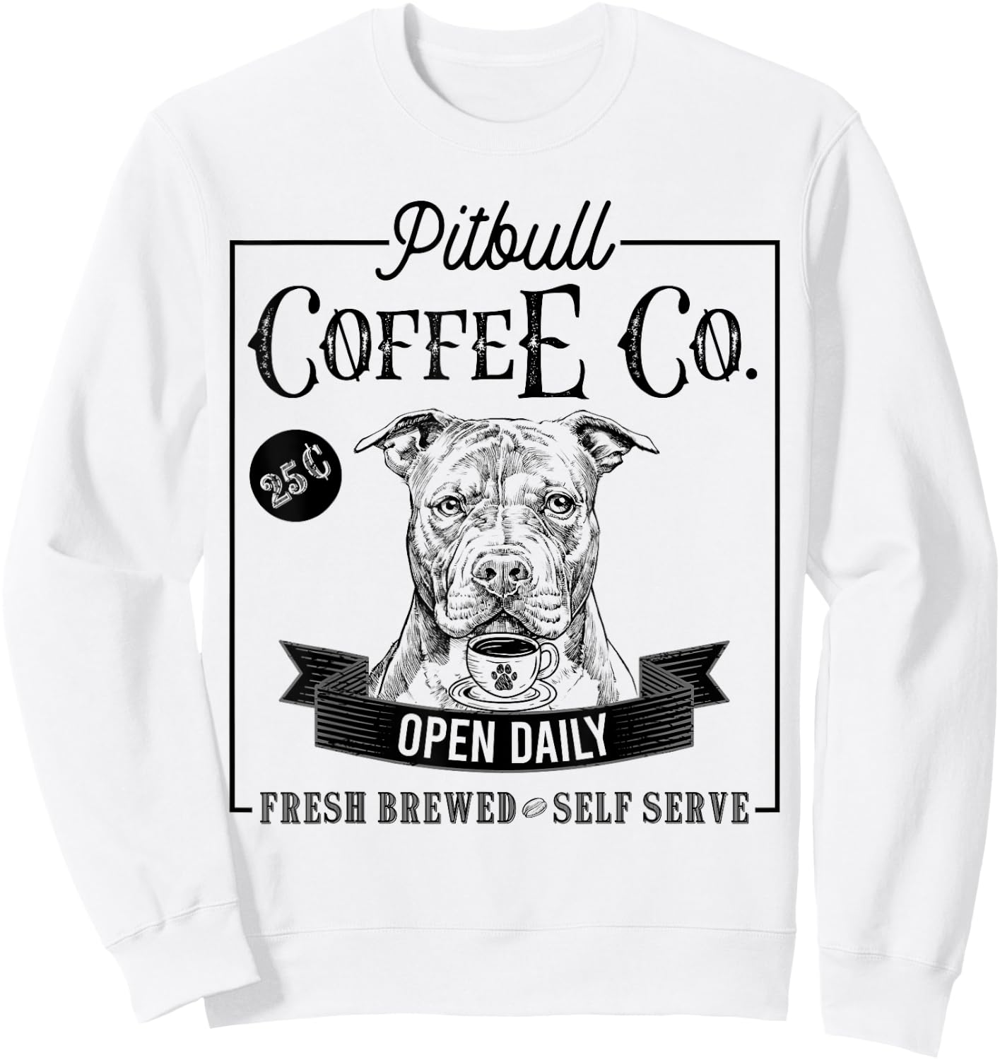 Retro Pit Bull Coffee Funny Dog Pittie Mom Coffee Lover Men Women Girls Kids Sweatshirt - Sweatshirt | White