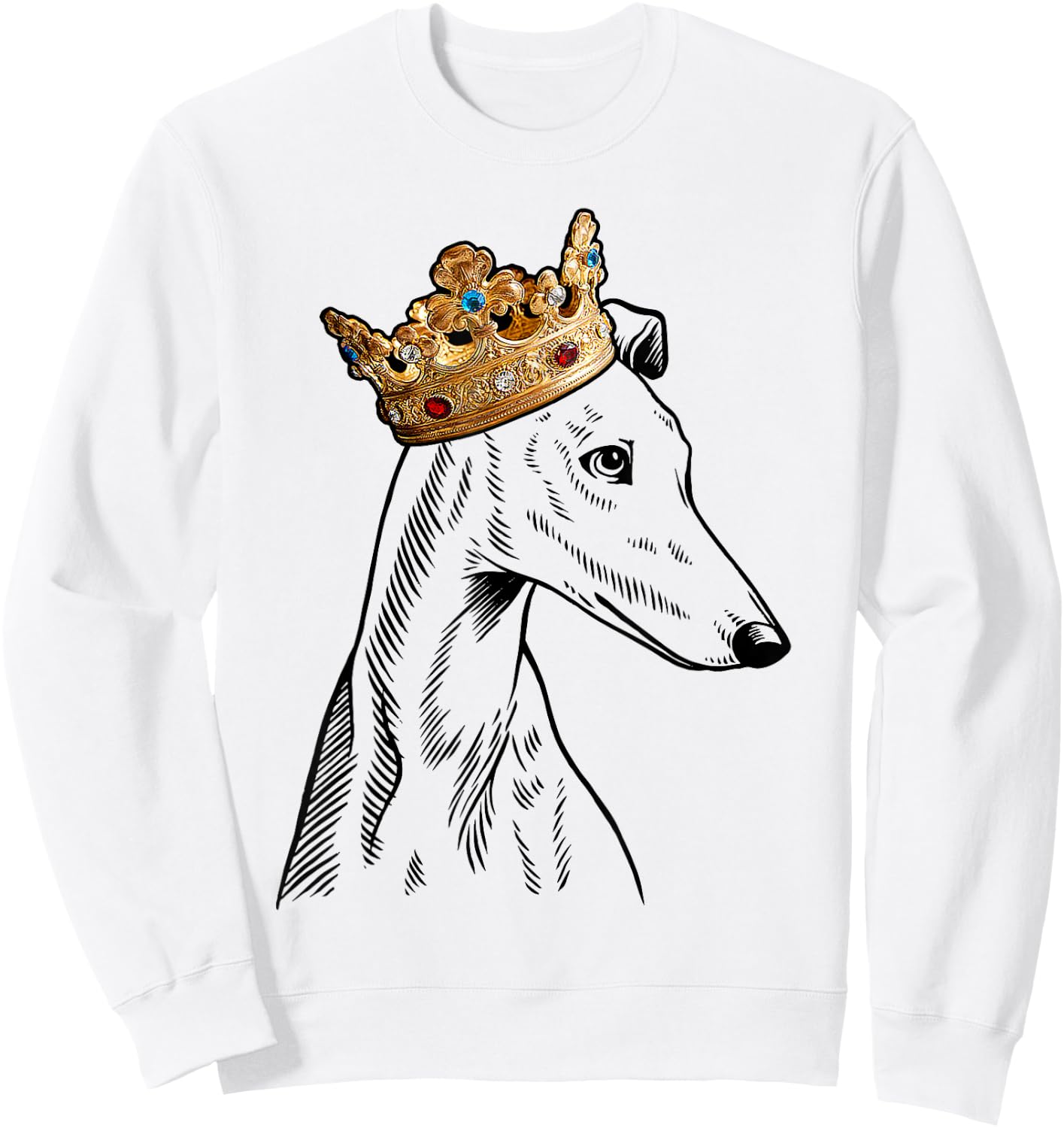 Greyhound Dog Wearing Crown Sweatshirt - Sweatshirt | White