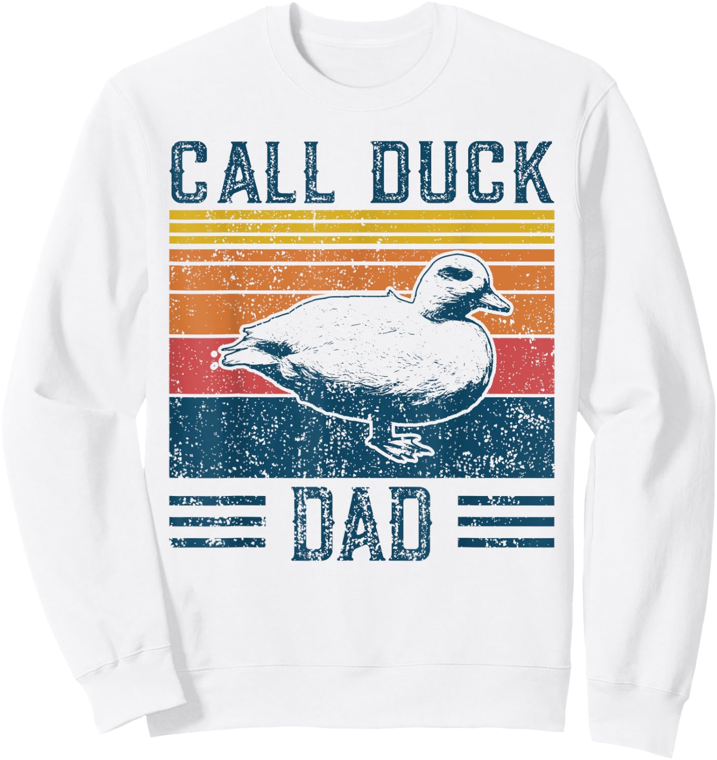 Best Duck Dad Men - Vintage Call Duck Sweatshirt - Sweatshirt | White