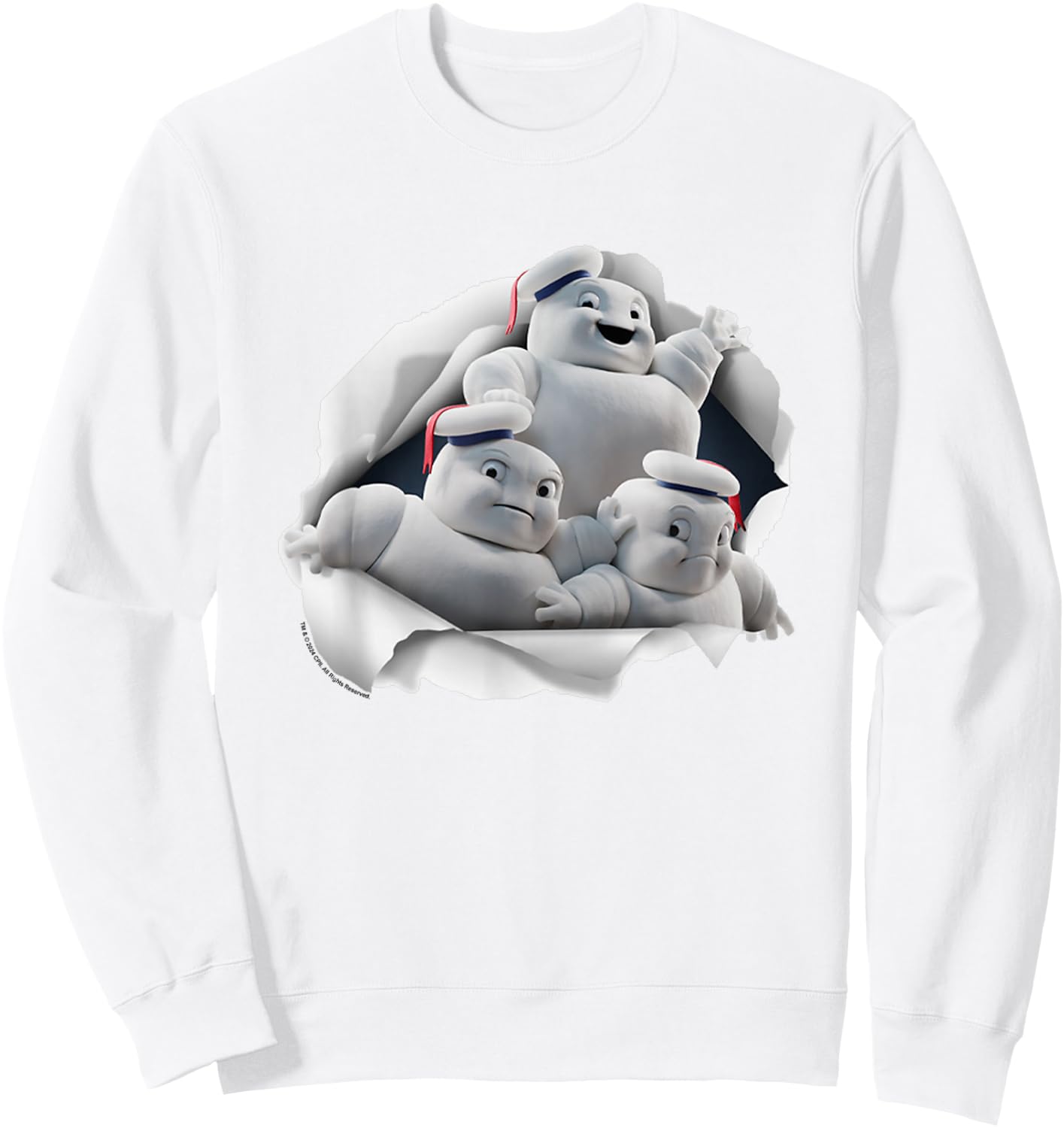 Ghostbusters Mini Pufts Breaking Through Chest Big Poster Sweatshirt - Sweatshirt | White