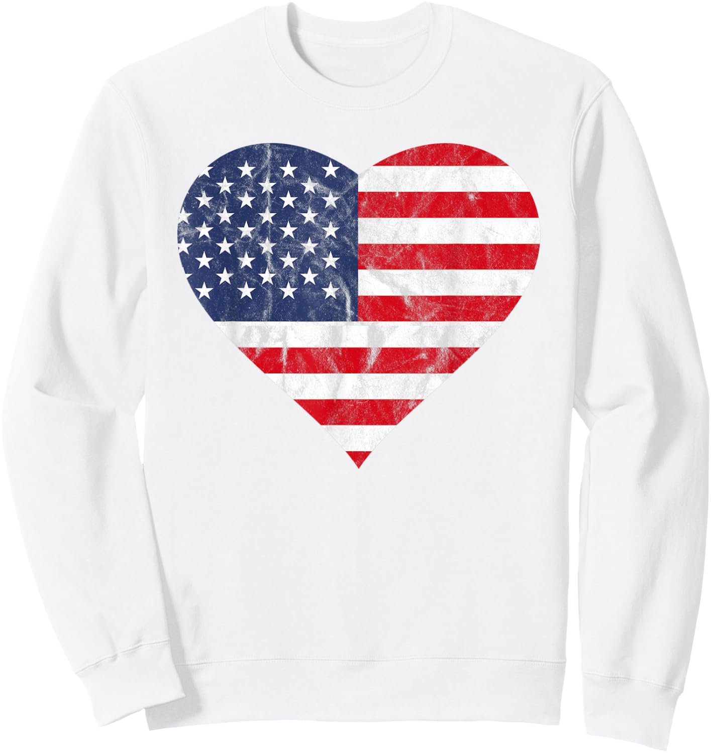Fourth Of July American Flag Vintage Heart Cute Independence Women Kids Men Sweatshirt - Sweatshirt | White