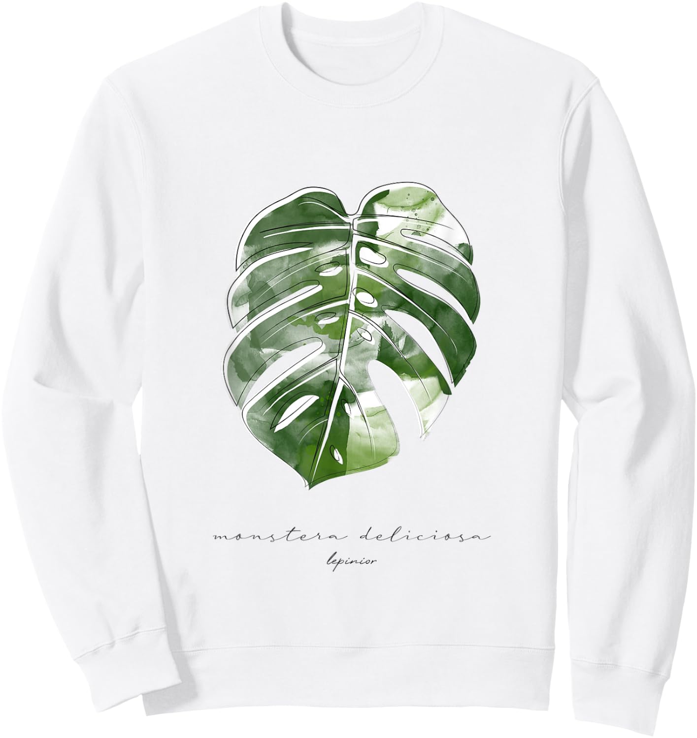 New Variegata Window Plant Monstera Deliciosa Tropical Leaf Sweatshirt - Sweatshirt | White