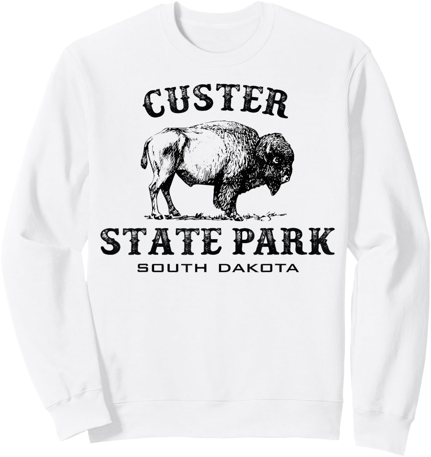 Custer State Park South Dakota American Bison Souvenir Sweatshirt - Sweatshirt | White