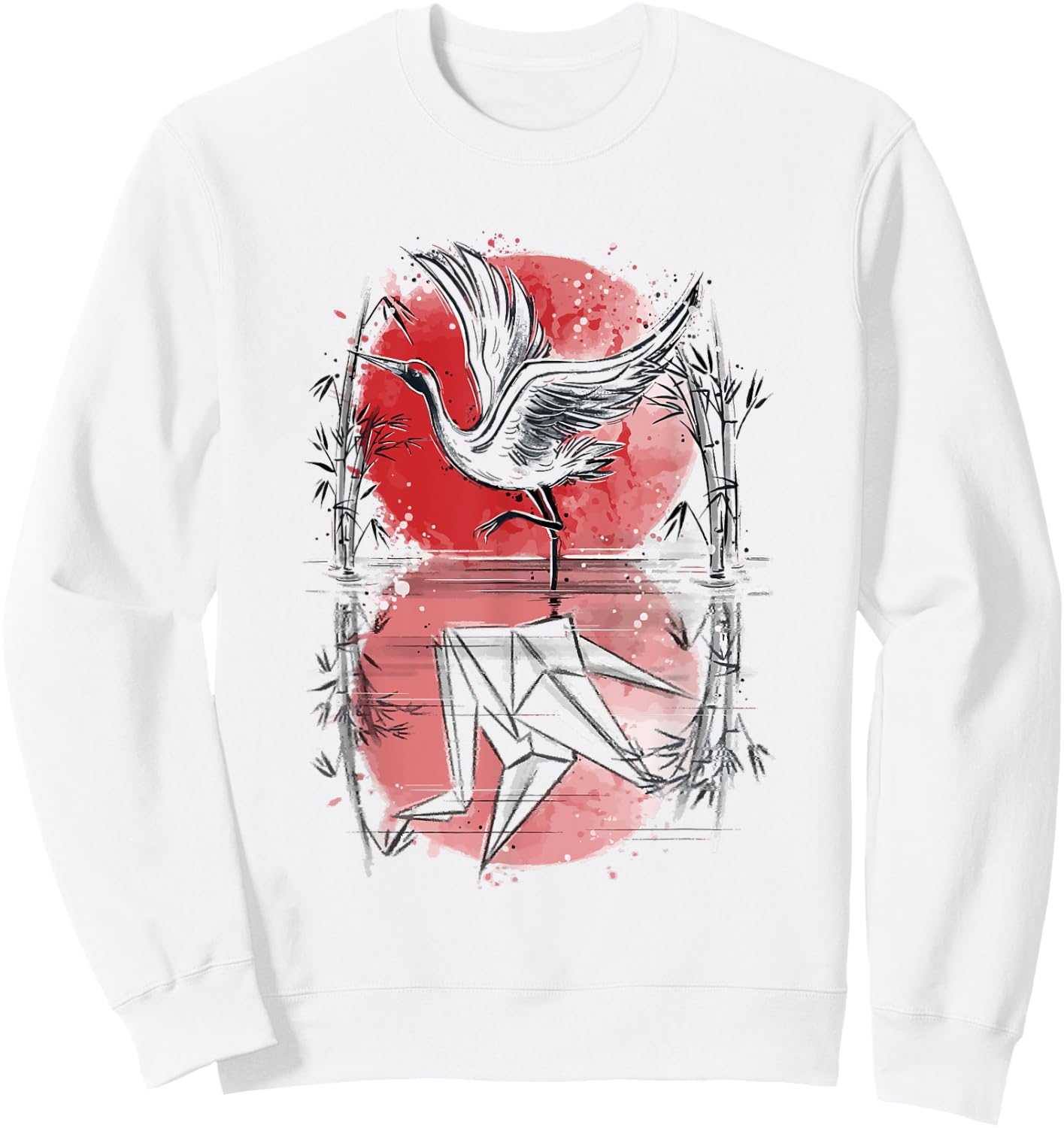 Peace Origami Crane Japanese crane flying Sweatshirt - Sweatshirt | White