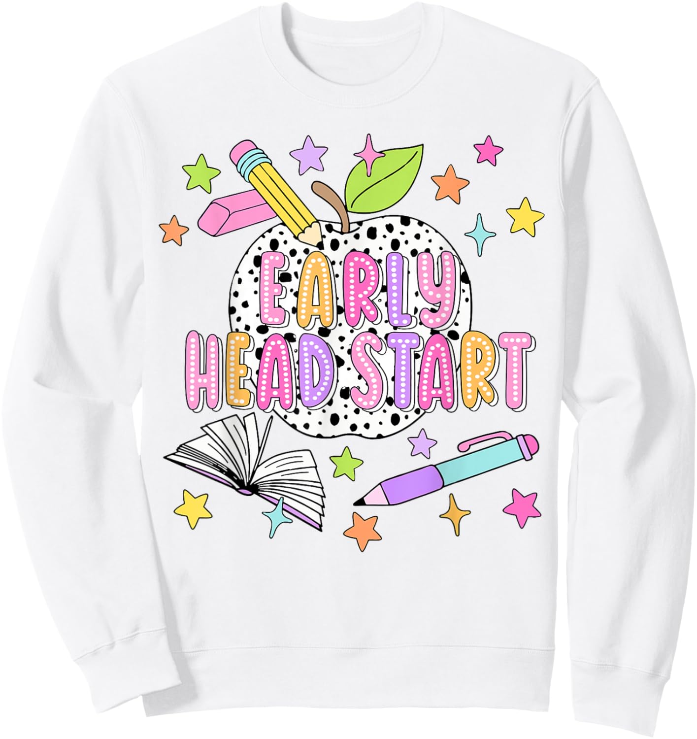 Dalmatian Dots Early Head Start Back To School Teacher Kids Sweatshirt - Sweatshirt | White