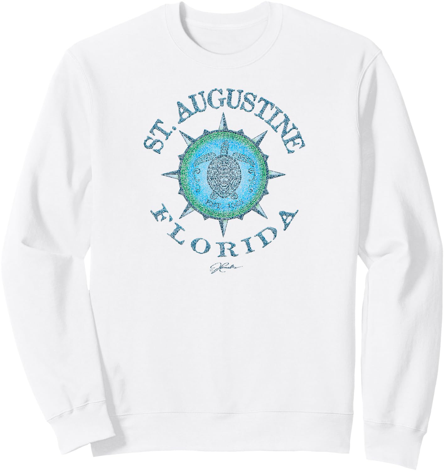 JCombs: St. Augustine, FL, Sea Turtle on Windrose Sweatshirt - Sweatshirt | White