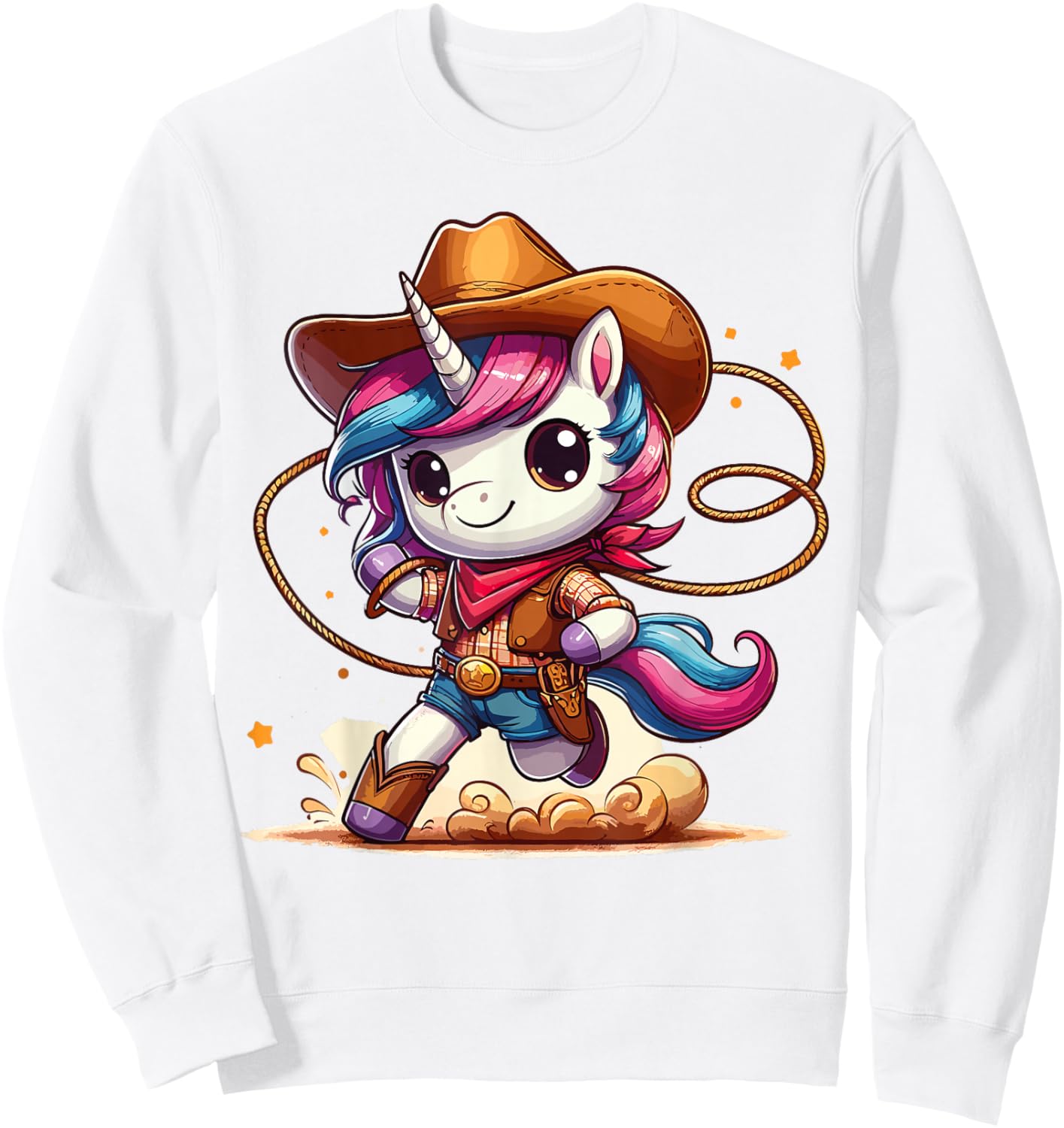 Western Rodeo Cowboy Hat Unicorn Texas Animals Sweatshirt - Sweatshirt | White