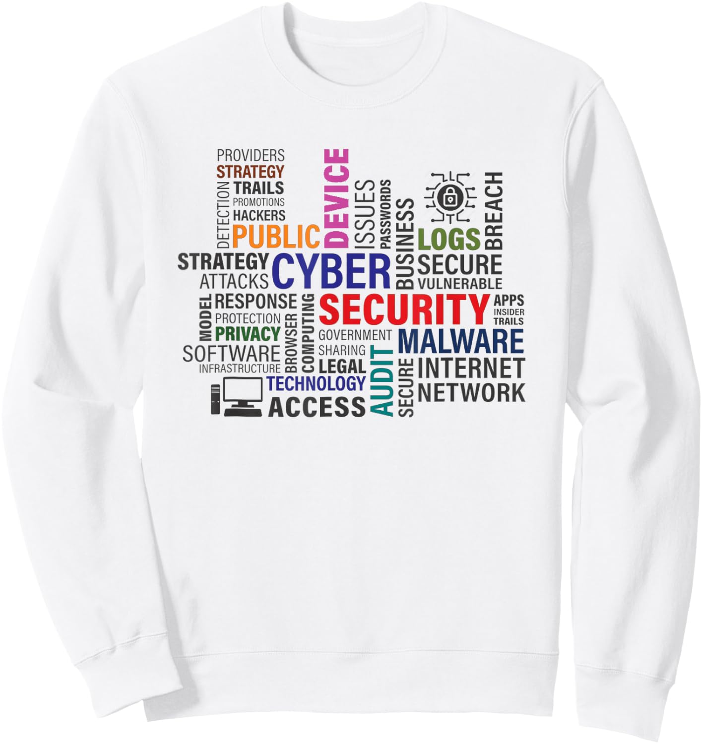 Funny Hackers Cybersecurity Terms Sweatshirt - Sweatshirt | White