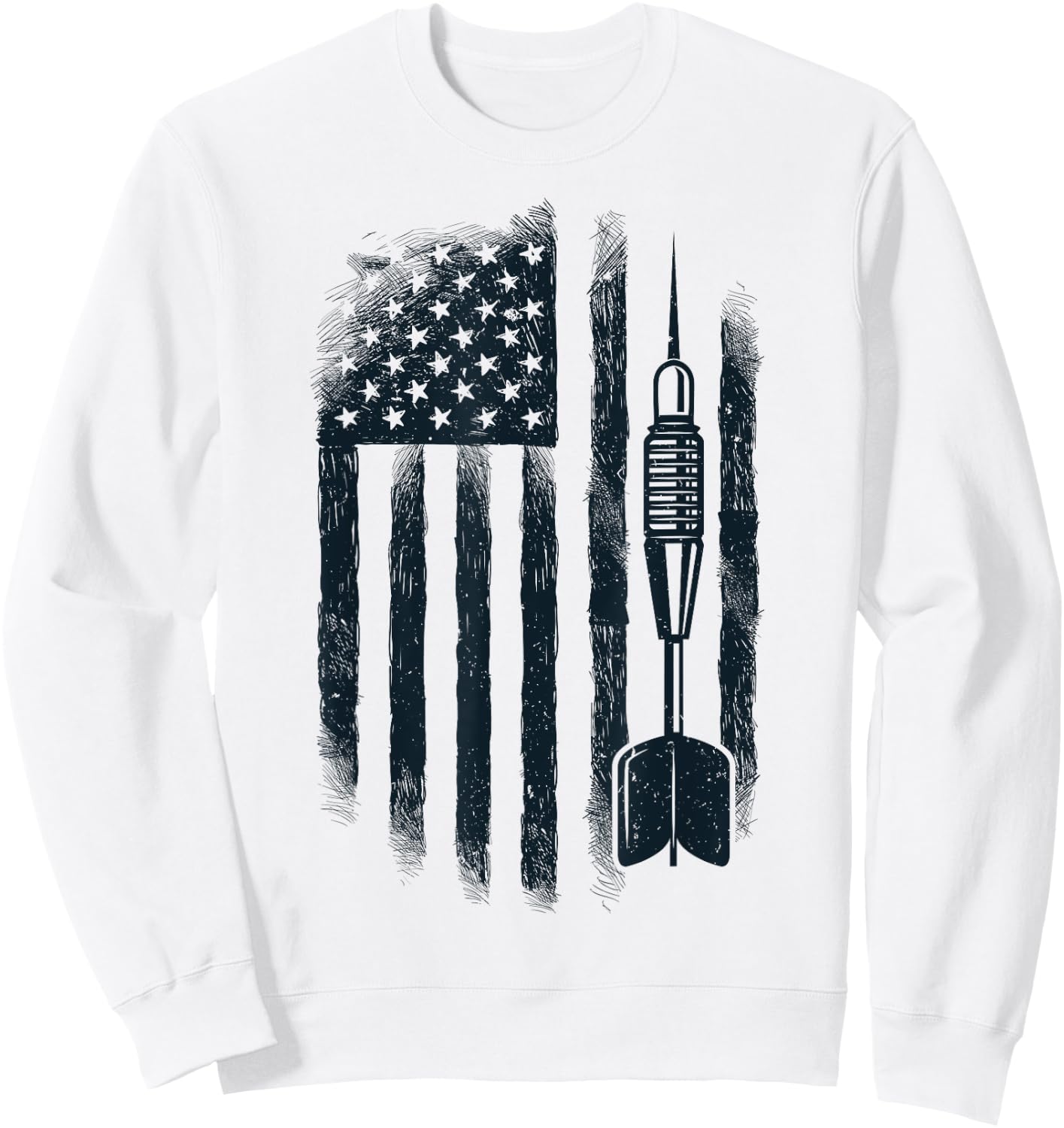 American Flag Darts Player Vintage USA Dart 4th of July Gift Sweatshirt - Sweatshirt | White