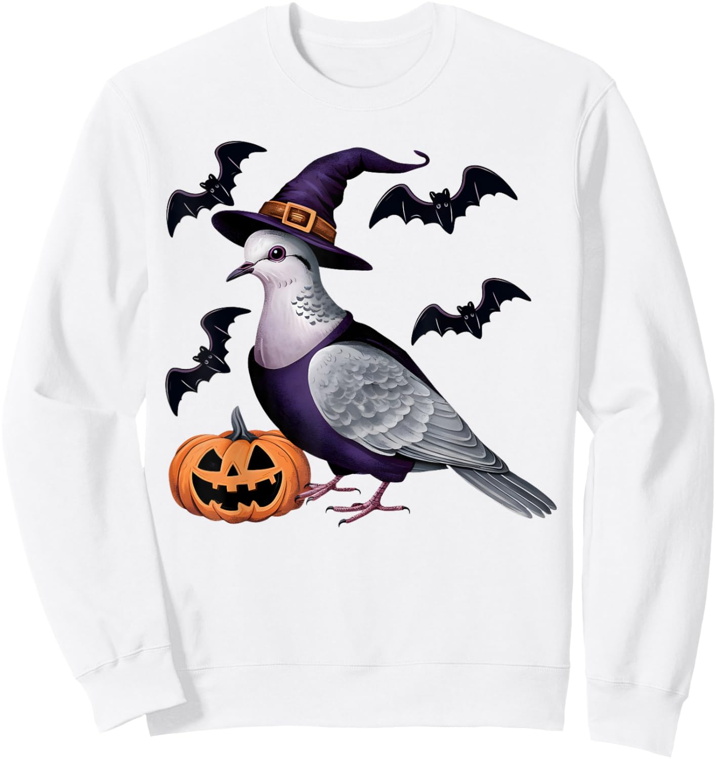 Dove Bird Halloween Costume Scary Pumpkin Bat Witch Sweatshirt - Sweatshirt | White