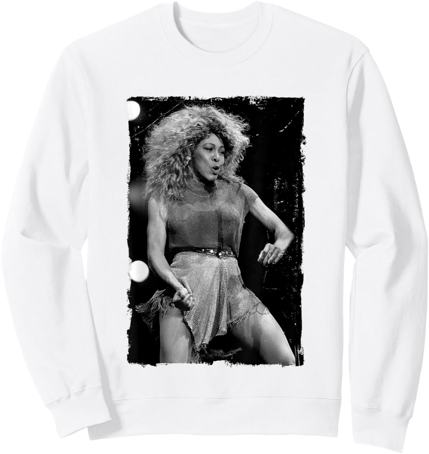 Tina Turner Live On Stage Distress Edge by Stephen Wright Sweatshirt - Sweatshirt | White