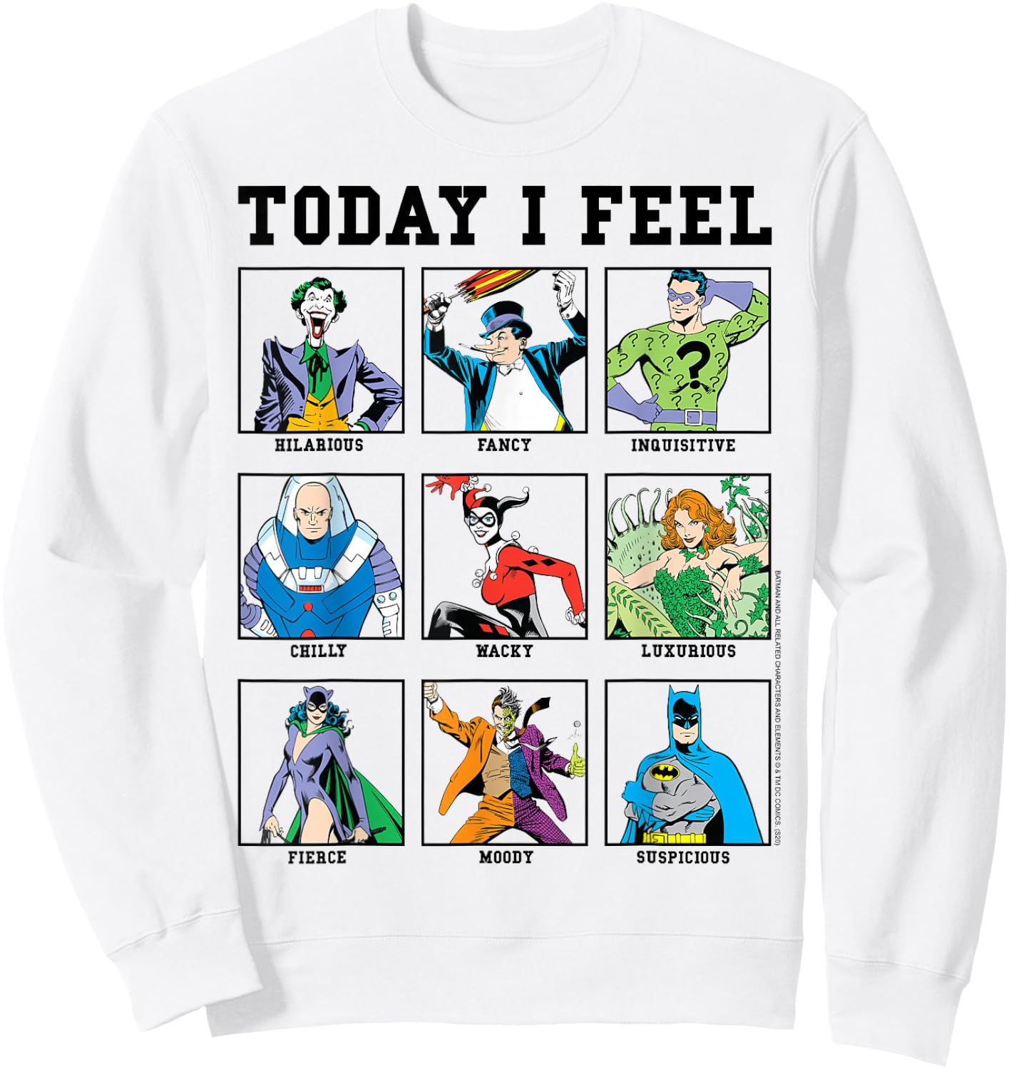 DC Comics Batman Villains Today I Feel Emotional Box Up Small Sweatshirt - Sweatshirt | White