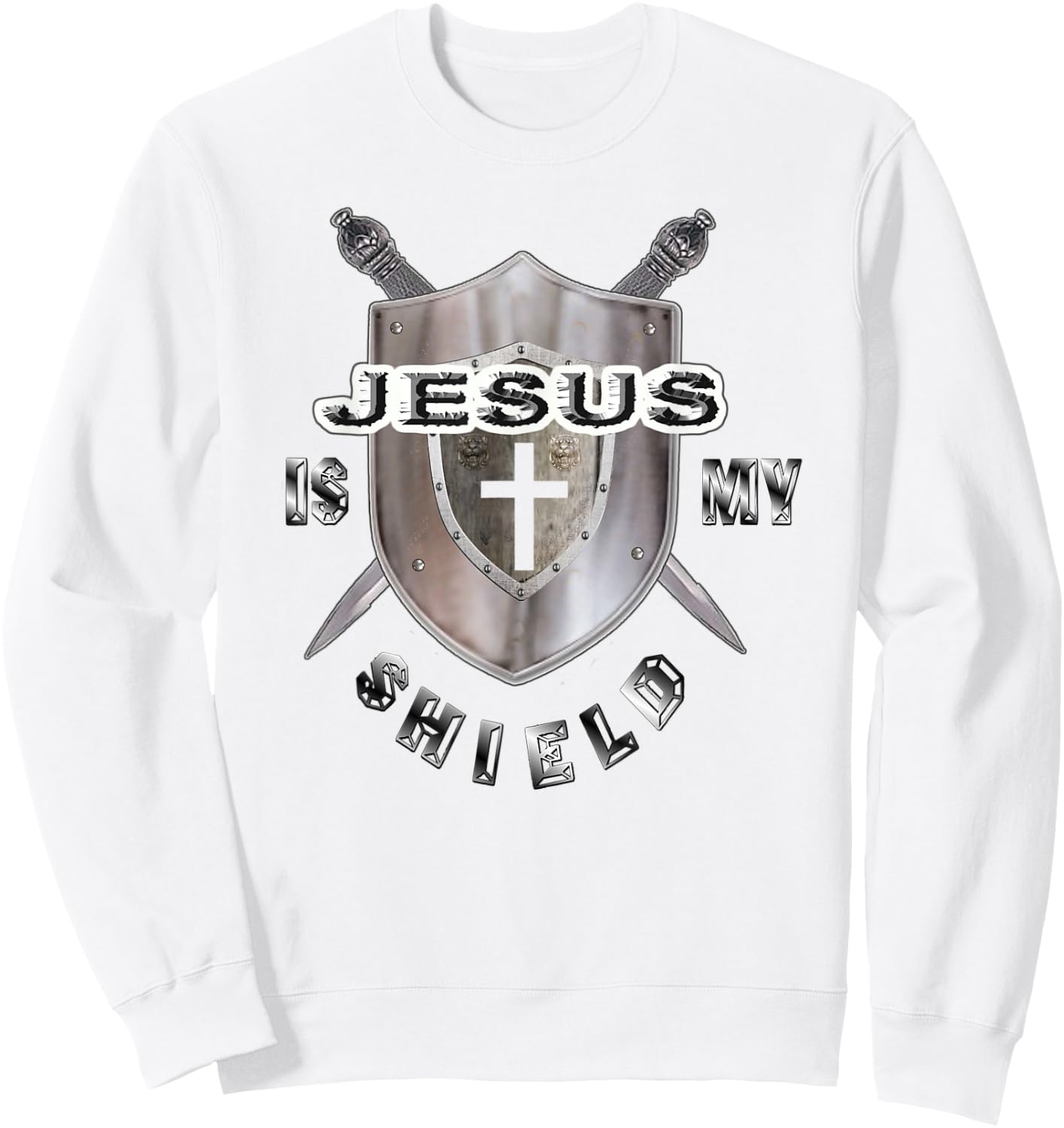 Awesome JESUS IS MY SHIELD Sweatshirt - Sweatshirt | White