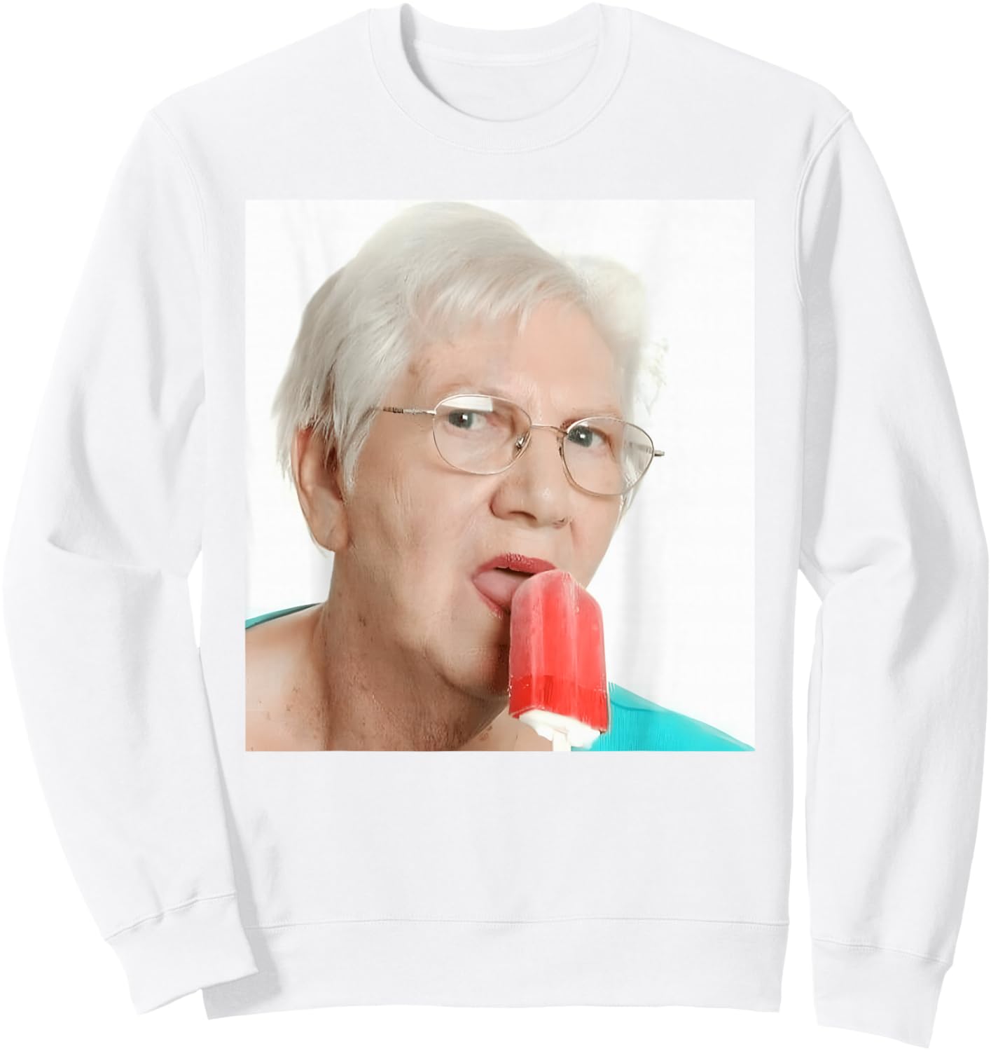 Grandma Just Lick It. Grandma Licks Ice Cream Meme Ice Lovers Summer Sweatshirt - Sweatshirt | White