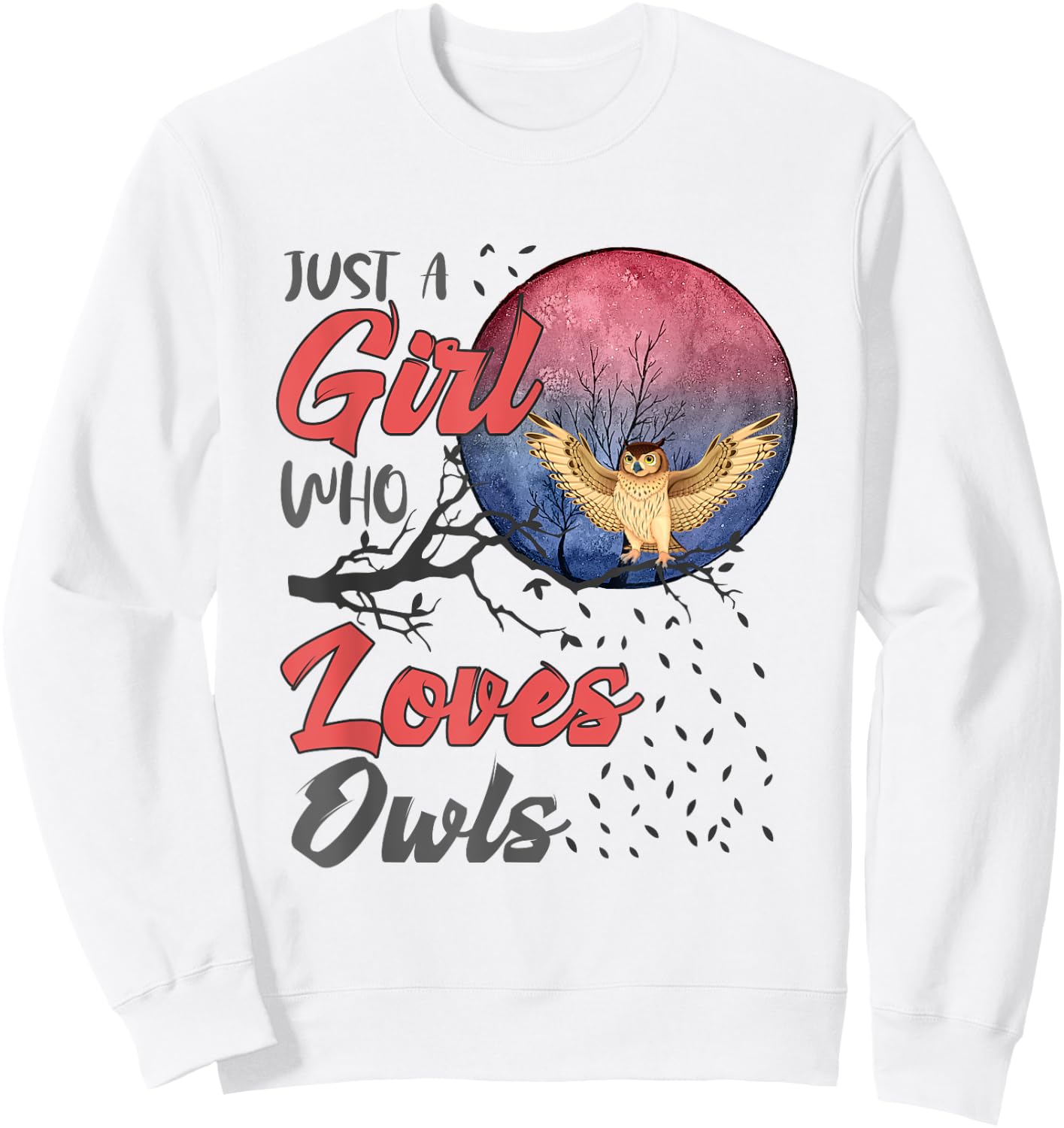Cute Just a Girl Who Loves Owls Girls Women Bird Watchers Sweatshirt - Sweatshirt | White