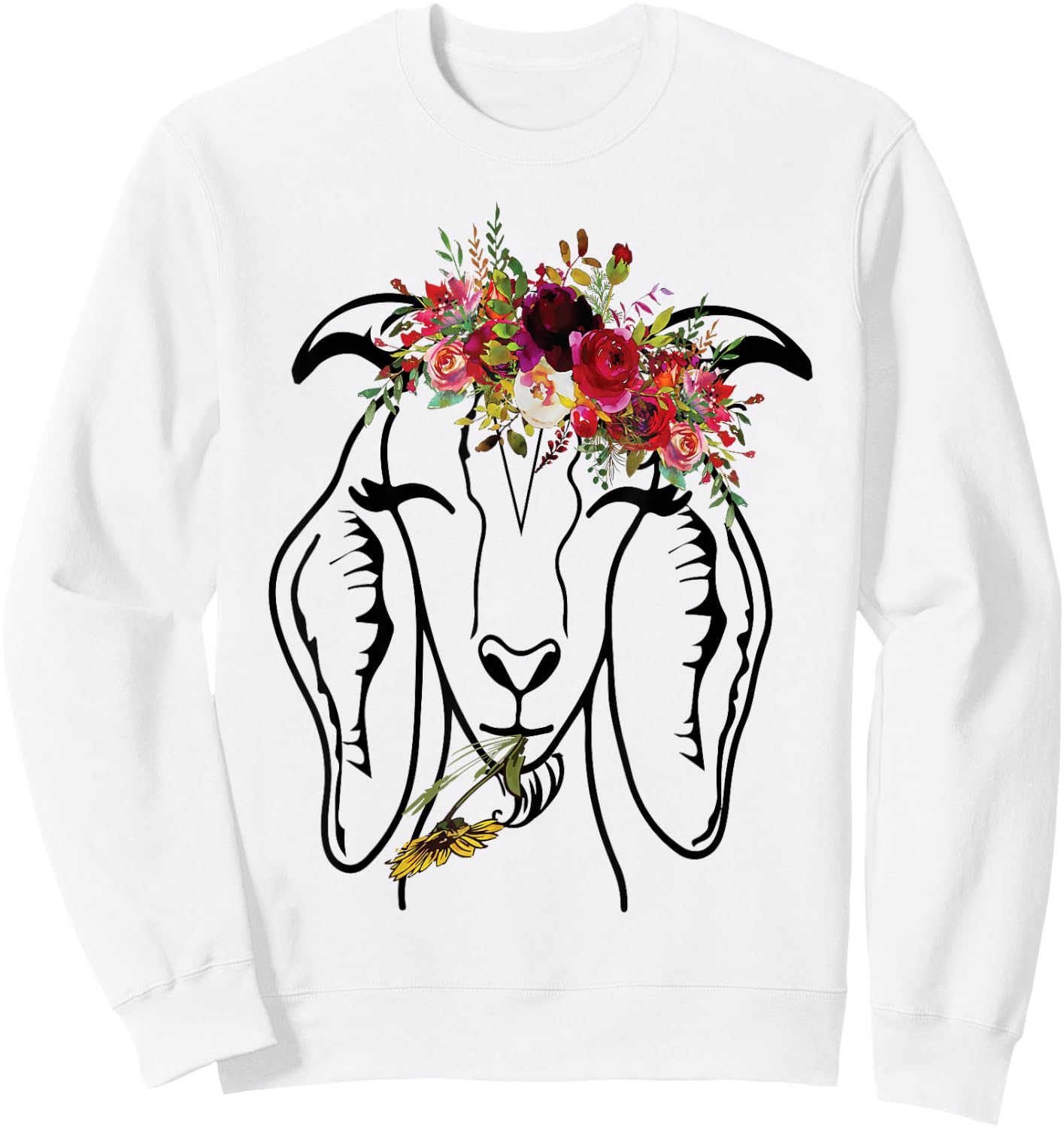 Goats Floral Bandana Headband - Farm Animal Goat Graphics Sweatshirt - Sweatshirt | White