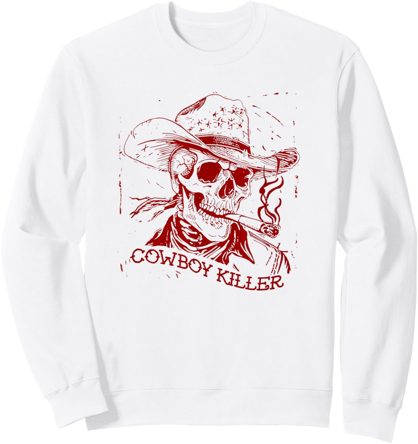 Death & Friends (Casual) Country Music & Western Killers - Cowboy Killer , Small, Grey Sweatshirt - Sweatshirt | White