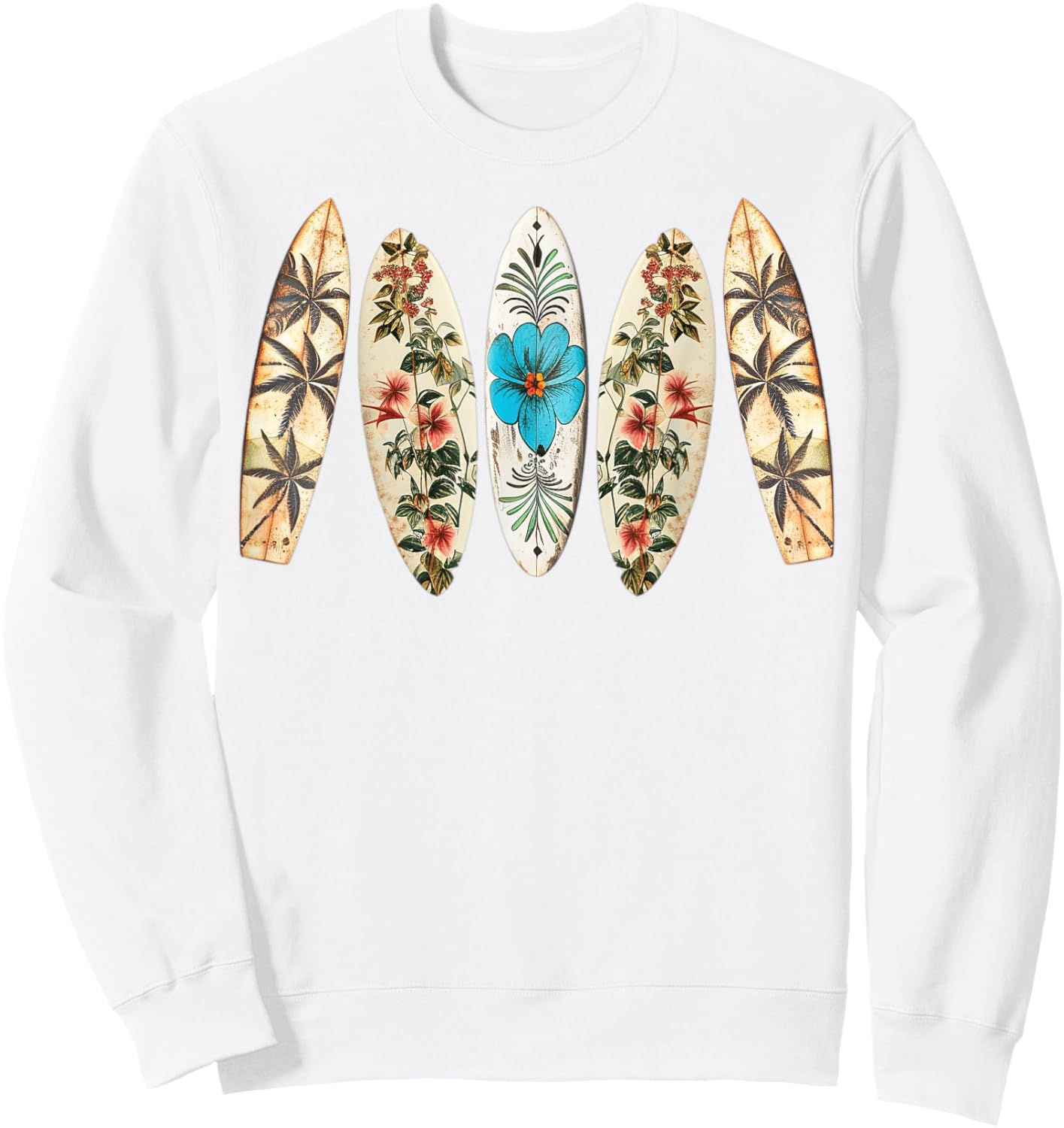 Surfing Surfboard Vintage Retro Surfboarder Beach Surfing Sweatshirt - Sweatshirt | White