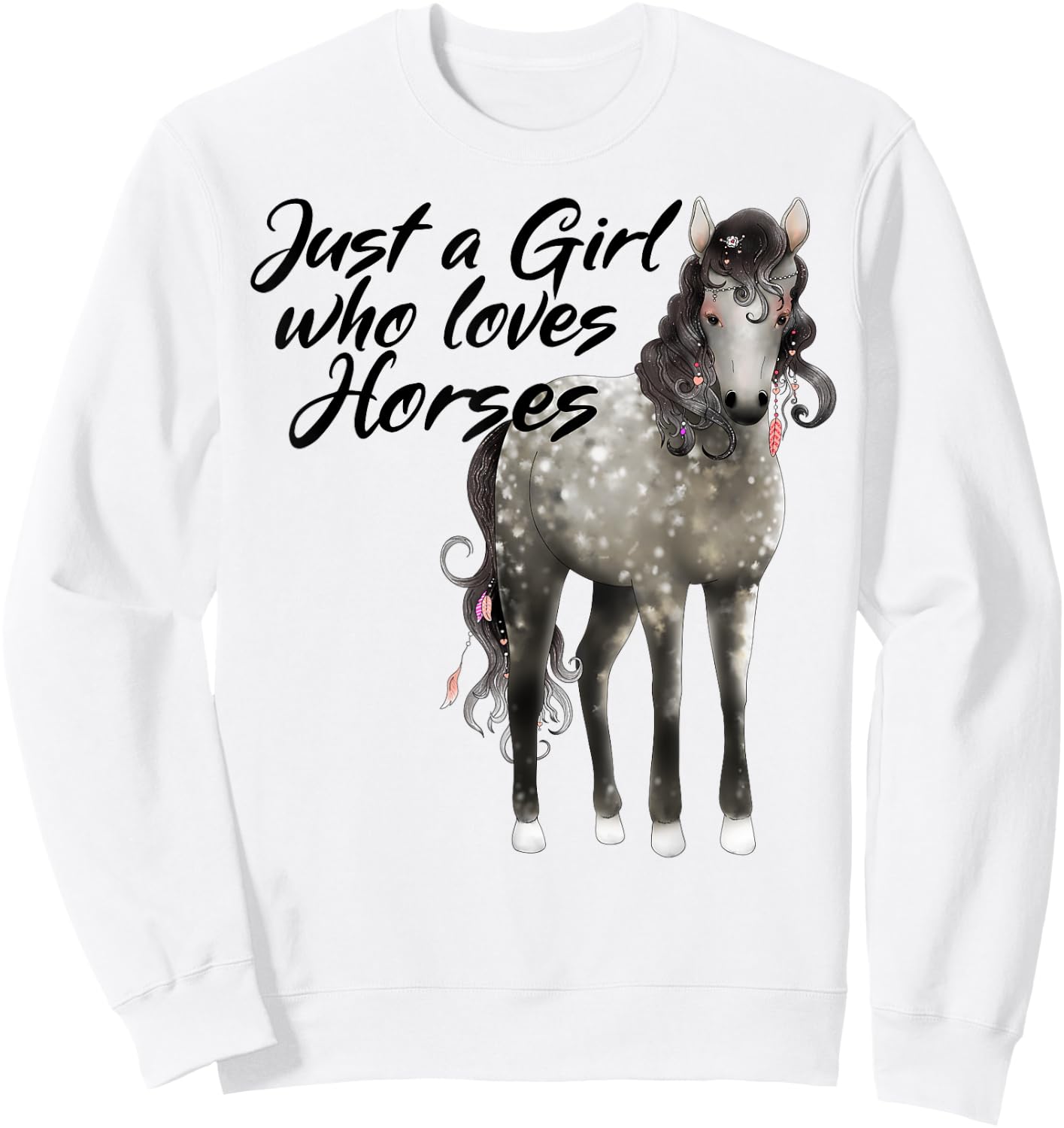 Just a Girl Who Loves Horses Dapple Horse Sweatshirt - Sweatshirt | White