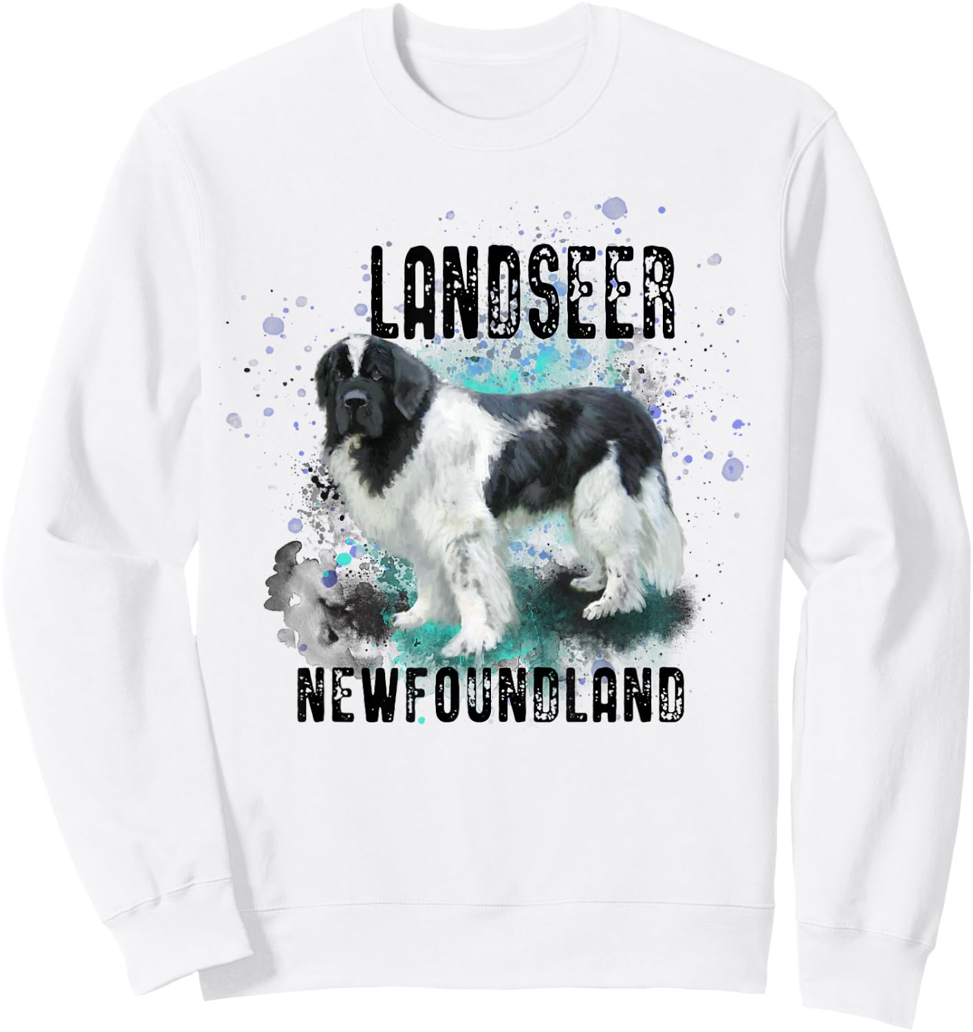 Brightly Painted Landseer Newfoundland Dog Breed Sweatshirt - Sweatshirt | White