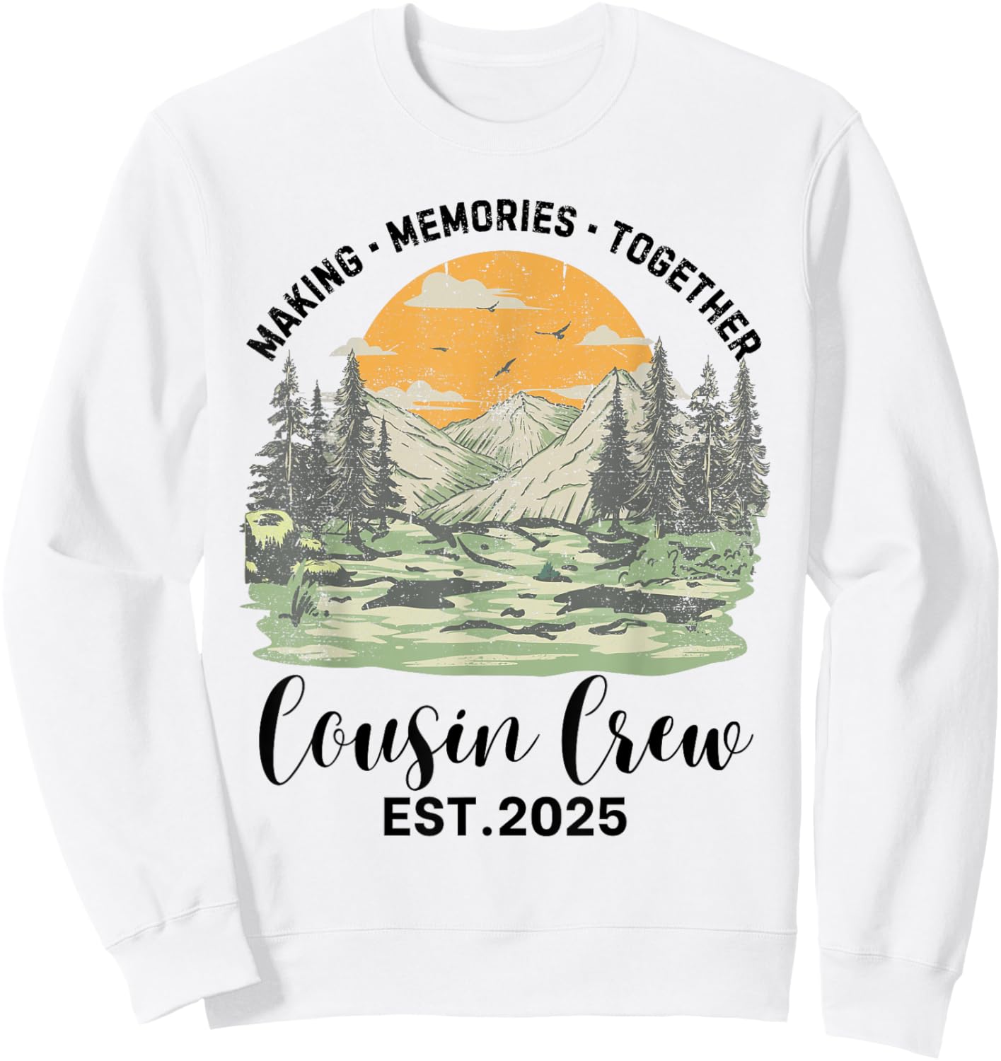Cousin Crew 2025 Family Matching Camping Trip Camper Squad Sweatshirt - Sweatshirt | White