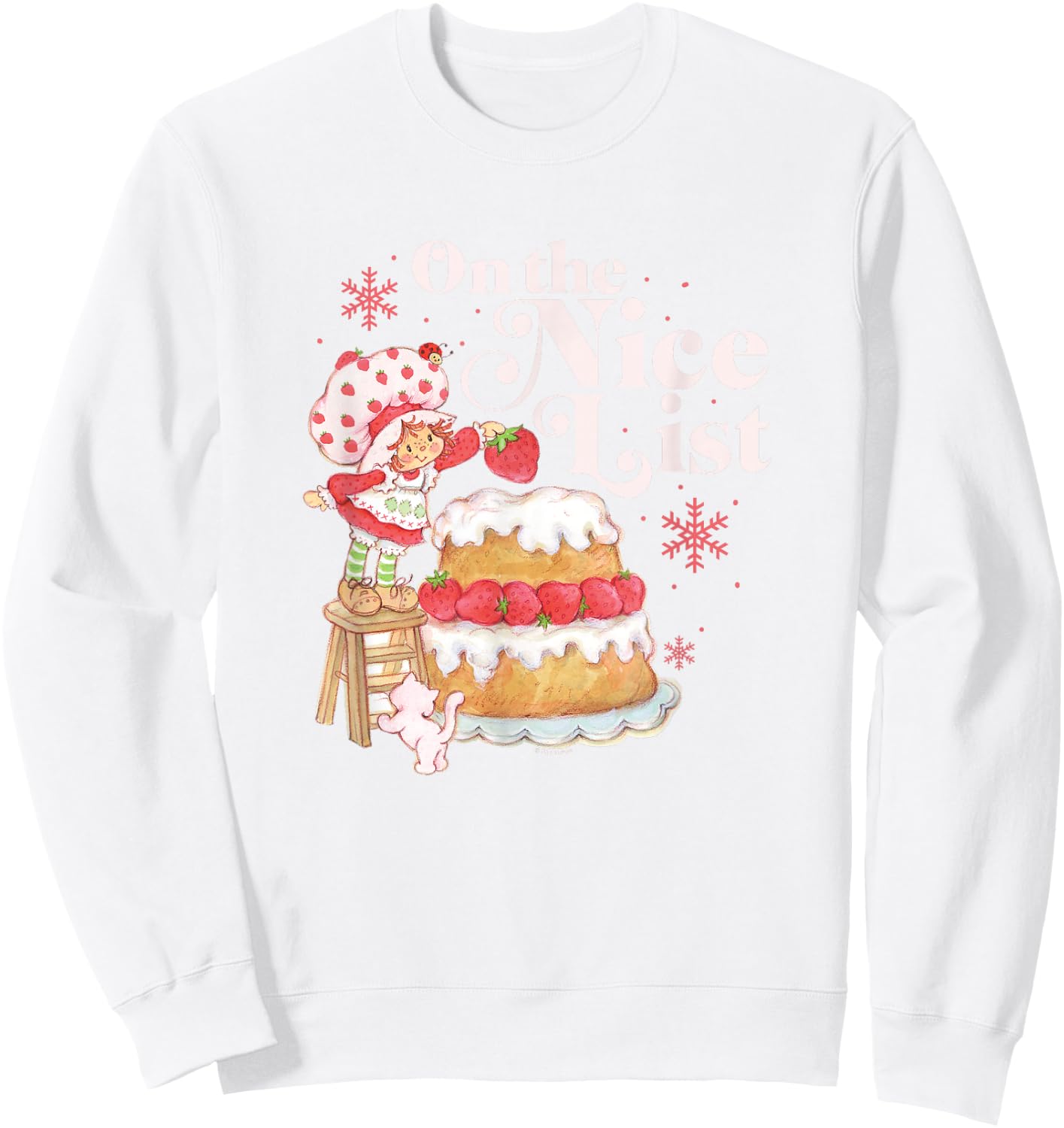 Strawberry Shortcake Christmas On The Nice List Chest Poster Sweatshirt - Sweatshirt | White