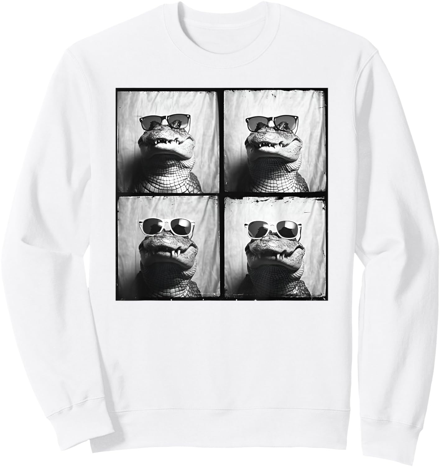 Crocodile Wearing Sunglasses Quirky Alligator Funny Animal Sweatshirt - Sweatshirt | White
