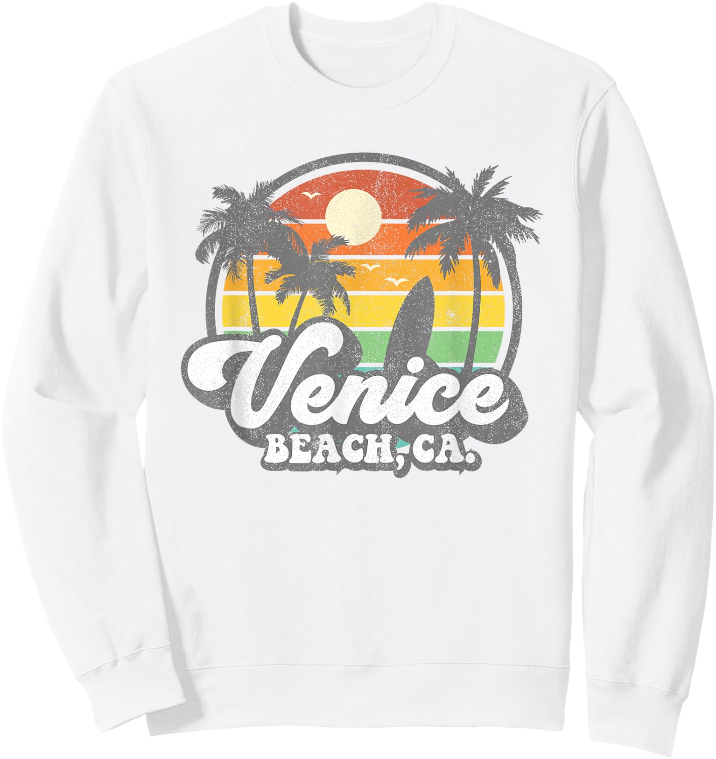 Vintage Venice Beach California CA Surfing Retro Surf Gift Sweatshirt - Sweatshirt | White