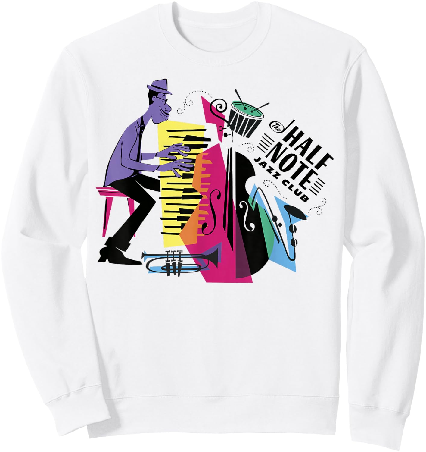 Disney Pixar Soul Half Note Jazz Club Collage Logo Sweatshirt - Sweatshirt | White