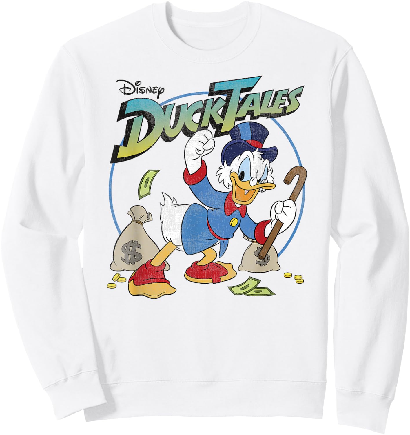 Disney DuckTales Scrooge McDuck With Money Bags Logo Sweatshirt - Sweatshirt | White