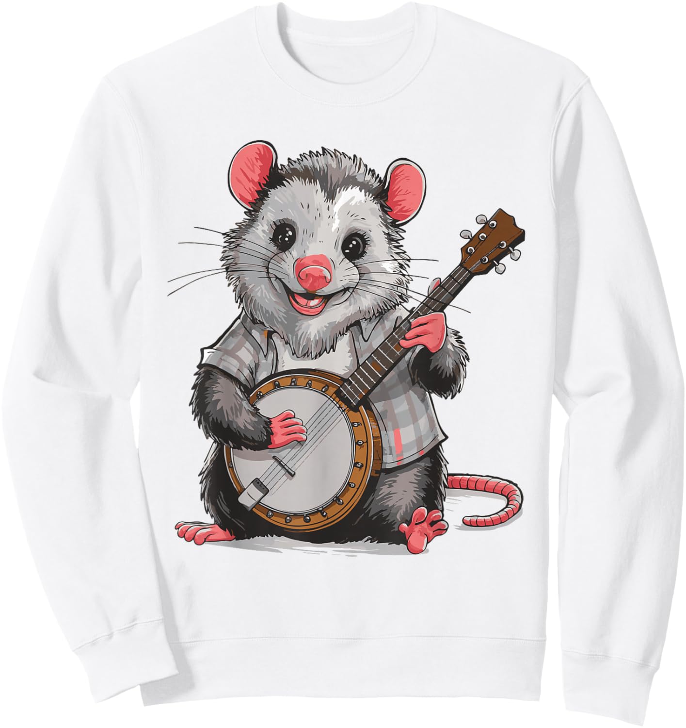 Opossum Playing Banjo Sweatshirt - Sweatshirt | White