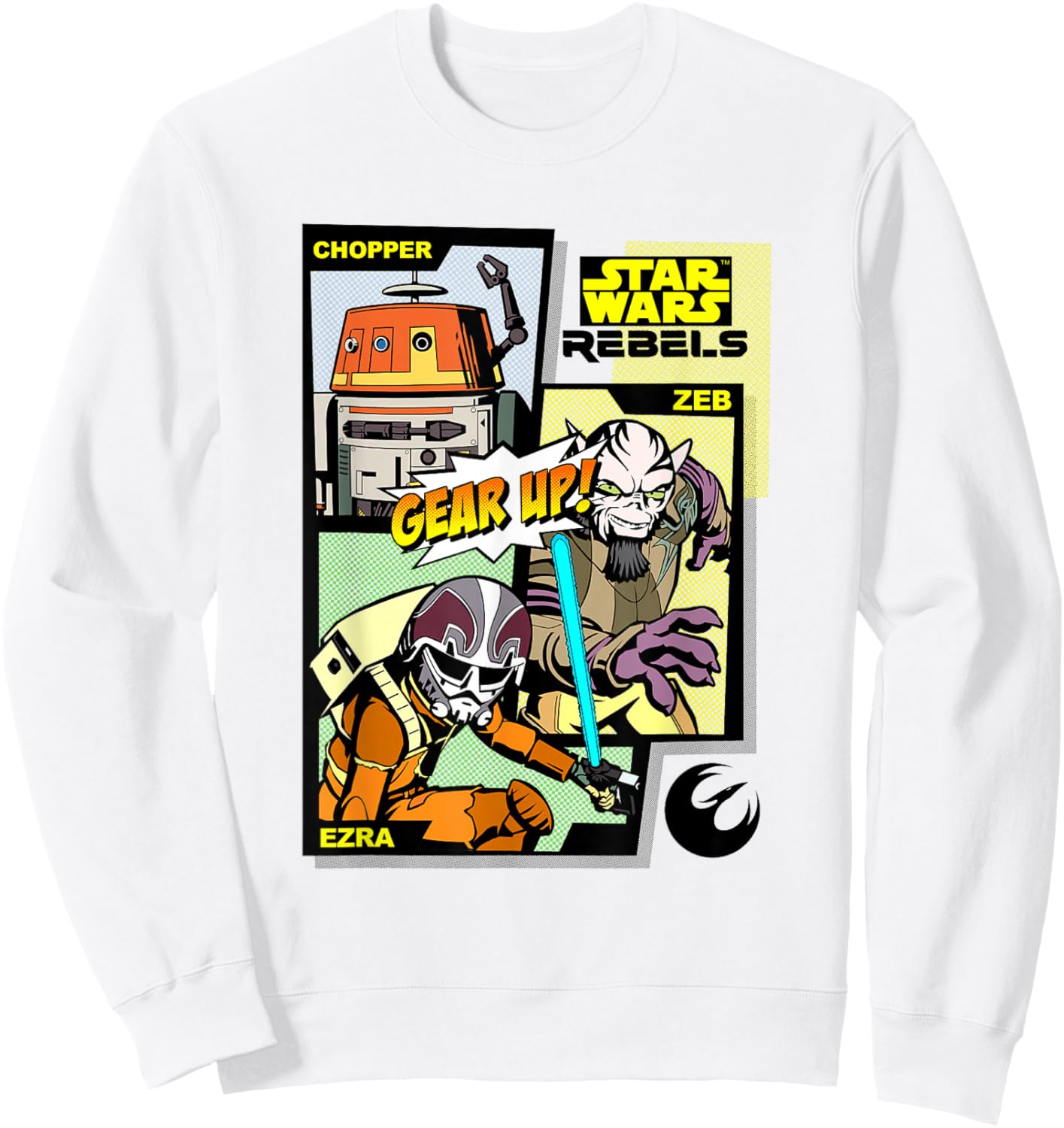 Star Wars Rebels Gear Up! Chopper Ezra & Zeb Comic Panels Sweatshirt - Sweatshirt | White