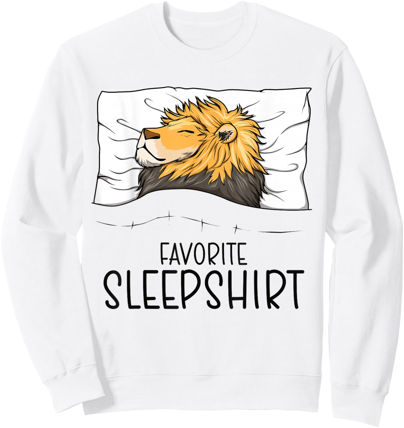 Favorite Sleepshirt Lion, Napping Lion Pajama Sweatshirt - Sweatshirt | White