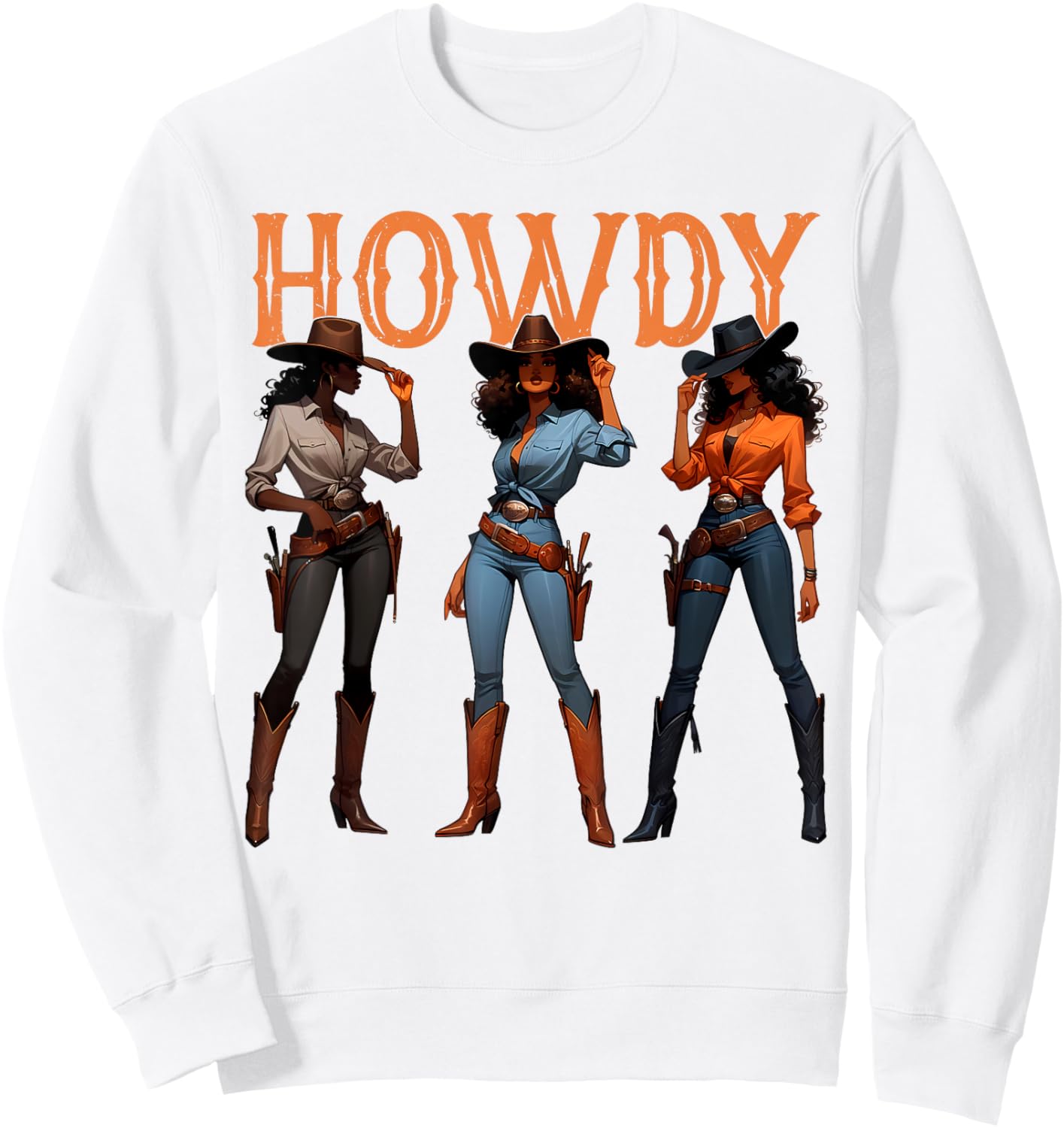 Black Cowgirl Western Rodeo Melanin History Howdy Sweatshirt - Sweatshirt | White
