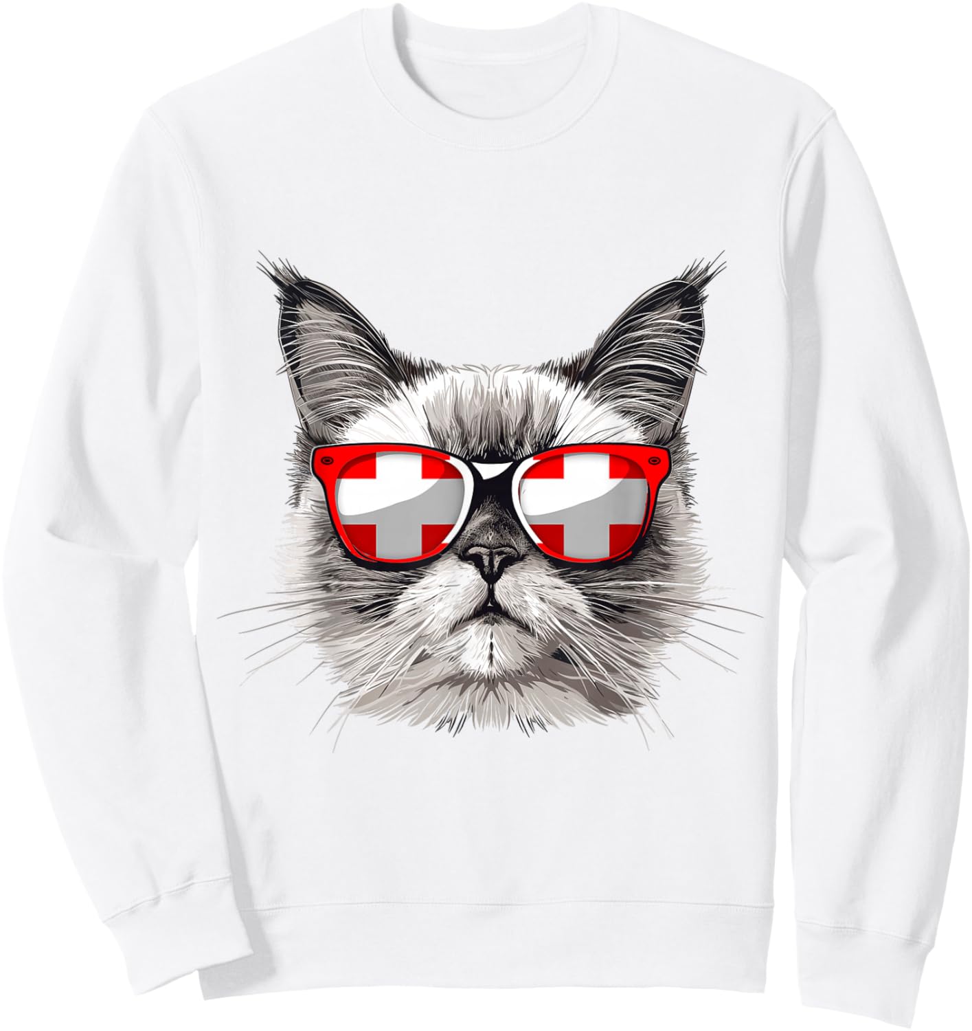 Switzerland Flag Cat Mom Souvenirs Products Kitten Swiss Sweatshirt - Sweatshirt | White