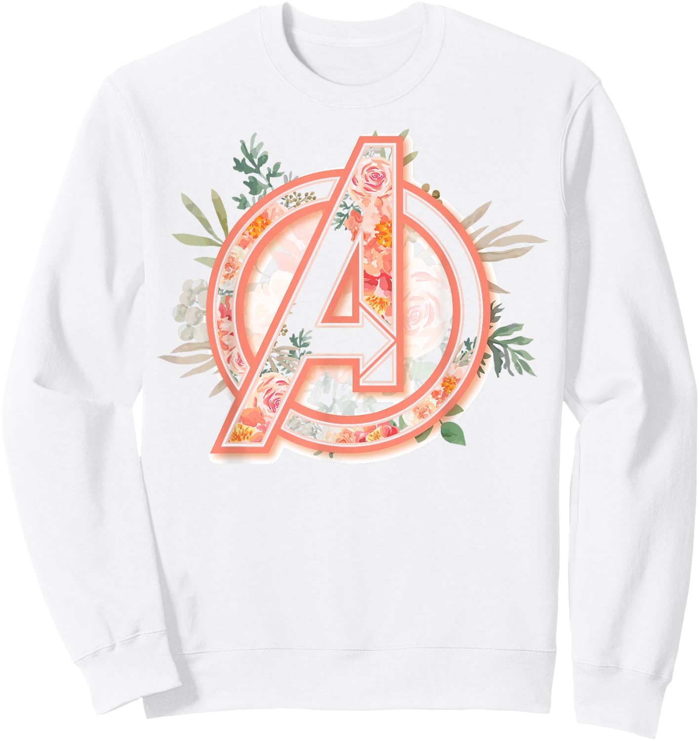 Marvel Avengers Soft Floral Fill Logo Small Sweatshirt - Sweatshirt | White