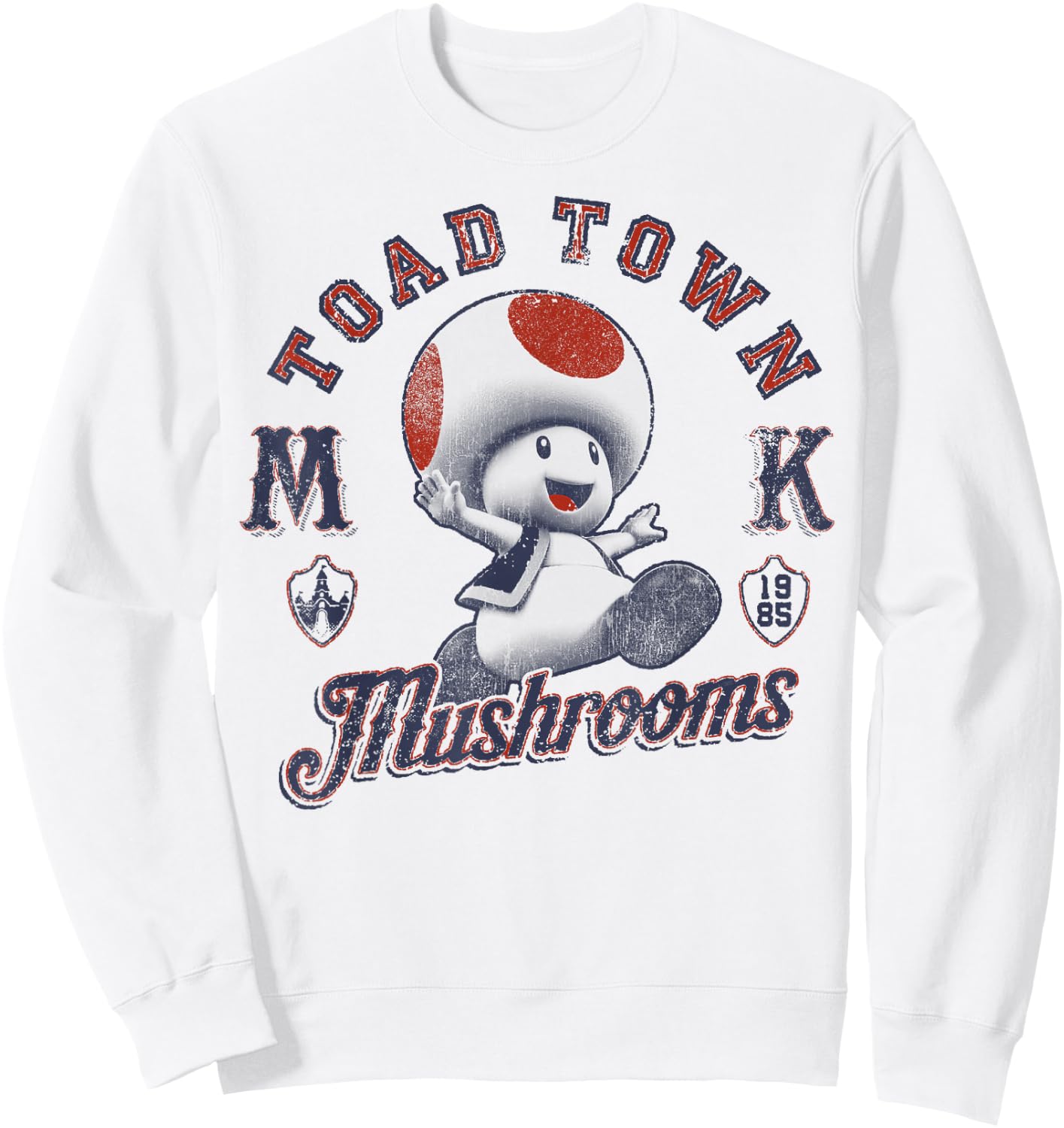 Super Mario Toad Town Mushrooms Sweatshirt - Sweatshirt | White