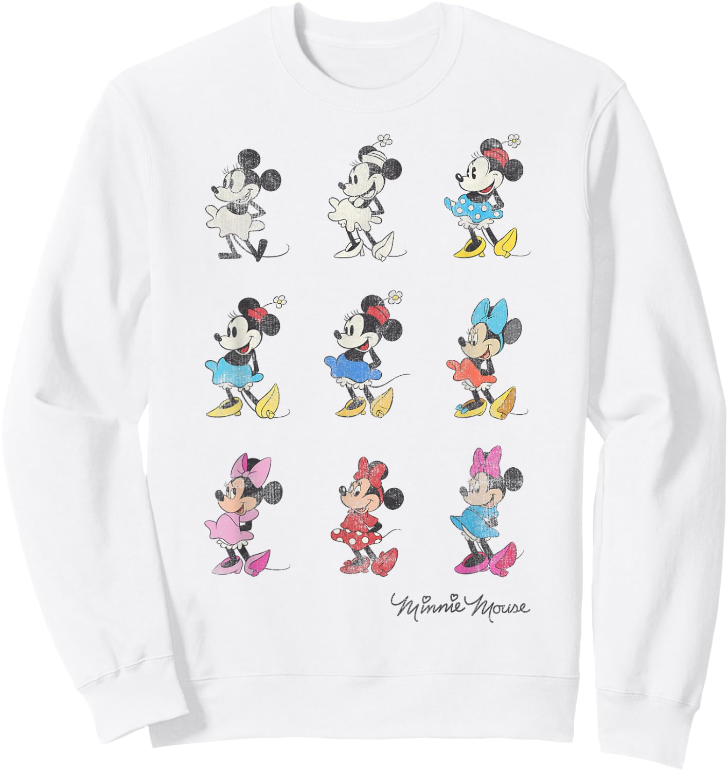 Disney Mickey And Friends Minnie Mouse Through The Years Short Sleeve ,Small Sweatshirt - Sweatshirt | White