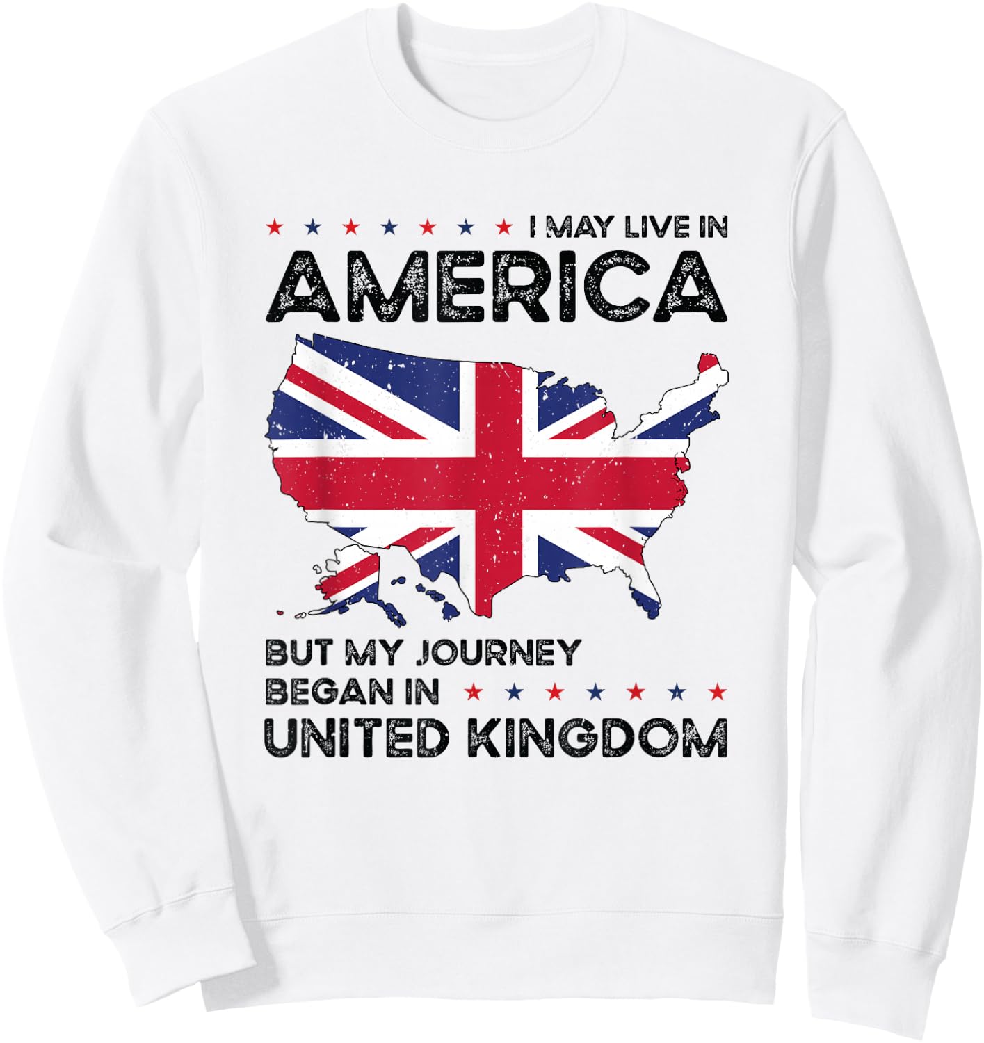 British American Patriot USA Grown United Kingdom UK US Flag Sweatshirt - Sweatshirt | White