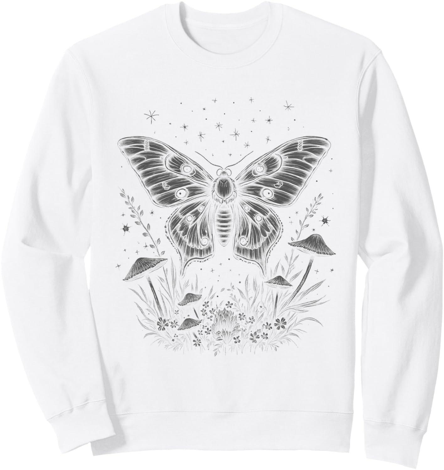 Cute Fairycore Floral Moth Aesthetic Women Girls Sweatshirt - Sweatshirt | White